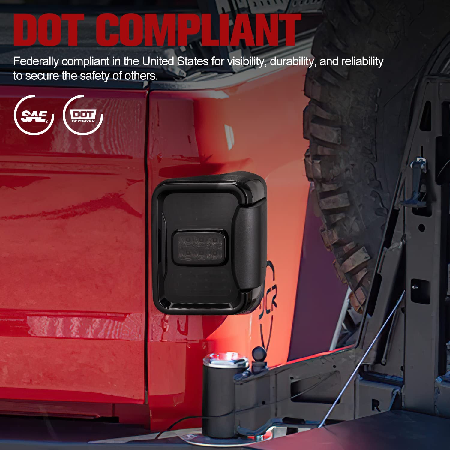 MOBI OUTDOOR LED Tail Lights for Jeep Gladiator JT 2019-2022 - Smoked Taillights with Brake, Turn Signal & Reverse Light (Black Housing, Smoke Lens) - 1 Pair - Perfect for Off-Roading & Night Driving