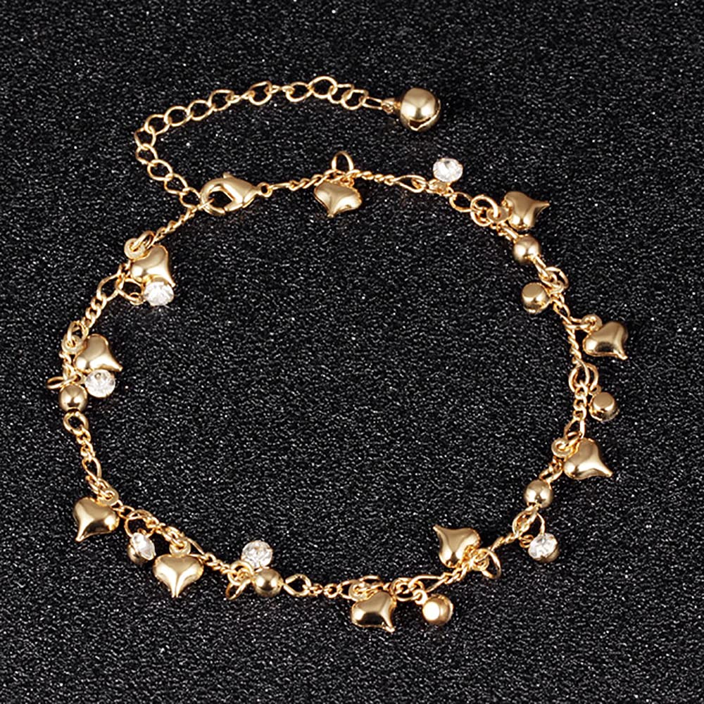 Elegant Adjustable Gold Heart Ankle Bracelet for Women - Stylish Beach Foot Jewelry for Summer Vacations & Boho Fashion