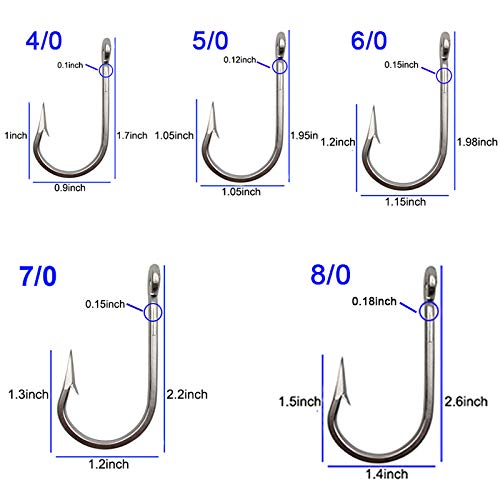 Big Game Fishing Hooks - Stainless Steel Tuna Hooks 10Pcs for Saltwater Fishing