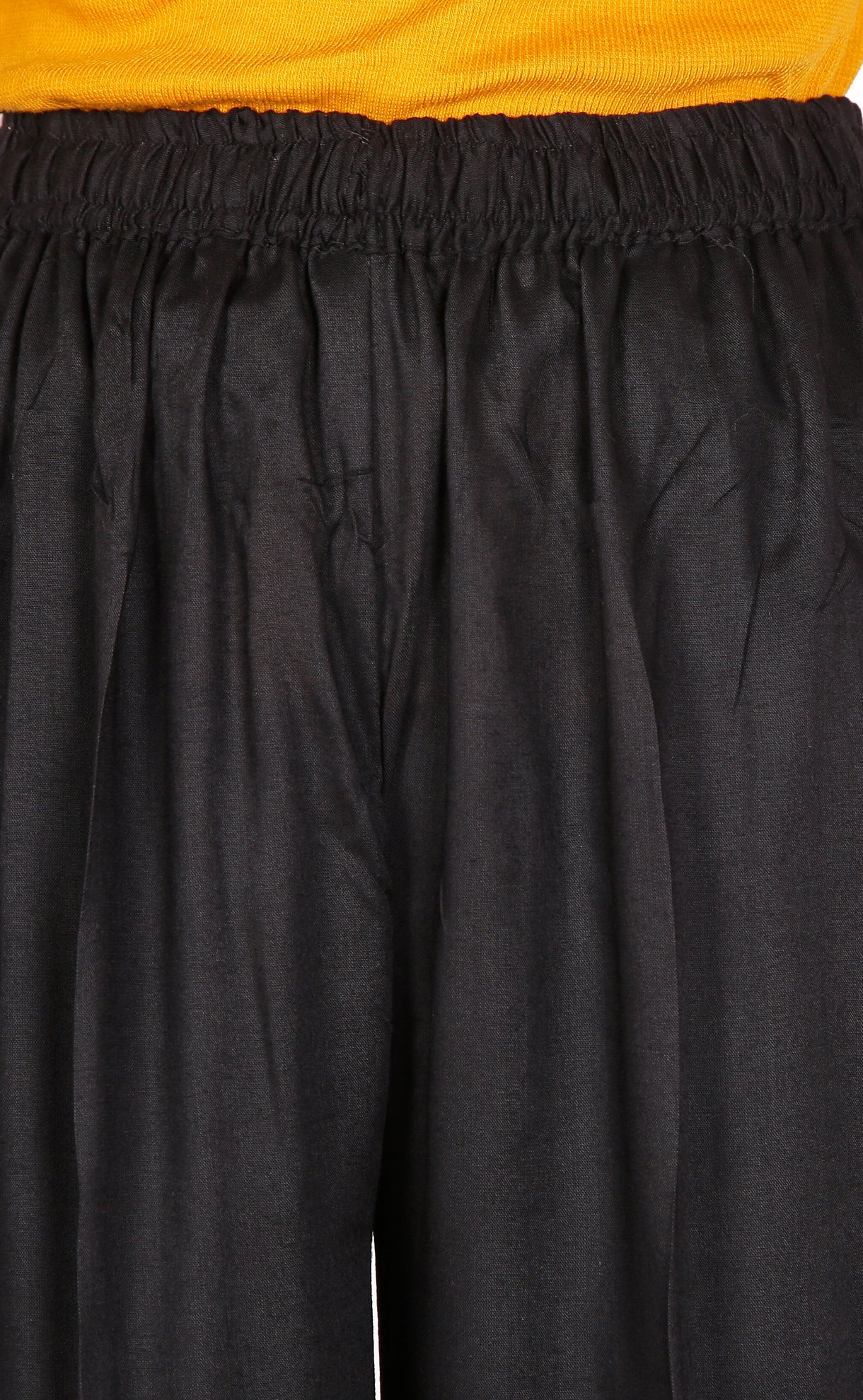 Stylish Black Cotton Palazzo Pants for Women & Girls - Comfortable & Trendy (D41) - Perfect for Casual Wear, Office, and Travel