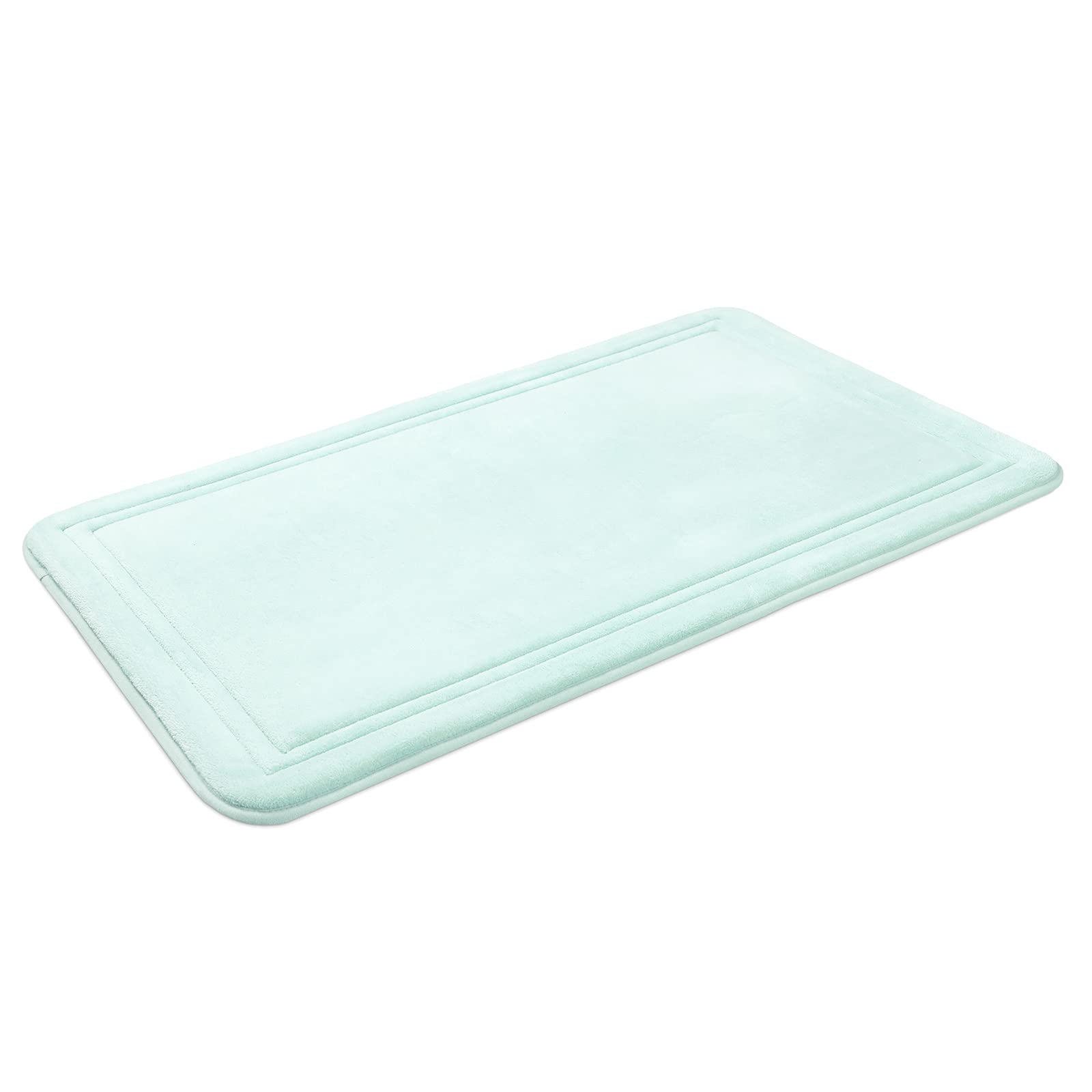 **ITSOFT Memory Foam Bath Mat 31x20 Inches - Non-Slip, Quick-Dry, Machine Washable & Super Absorbent Bathroom Rug for Tub, Shower & Floor - Soft & Comfortable Spa Blue Mat for Bathroom, Spa & Home Use**