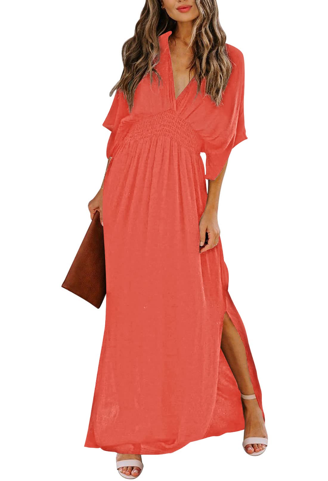 Meenew Women's Summer Maxi Dress - Flowy Long Beach Dress with High Slit for Party & Vacation | Casual Wear, Beach Cover Up, Evening Out