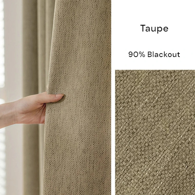 Natasha Cotton Linen Cross Weave Blackout Curtains for Bedroom - Thermal Insulated Window Drapes for Living Room & Nursery, Noise Reducing & Light Blocking Home Decor