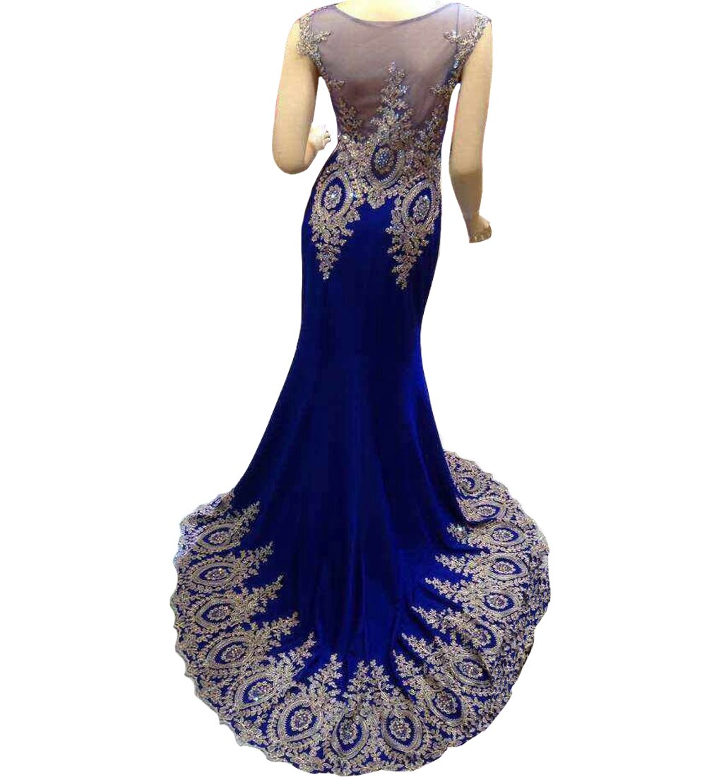 Lemai Sheer Scoop Neckline Crystal Embellished Gold Lace Formal Evening Gown - Elegant Prom Dress with Spandex for Women | Perfect for Homecoming, Cocktail Parties & Special Occasions
