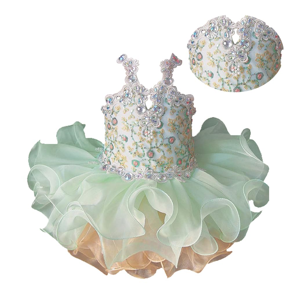 Jenniferwu Baby Girl's Beaded Pageant Dress for Toddler & Newborn - Elegant Birthday Party & Special Occasion Outfit