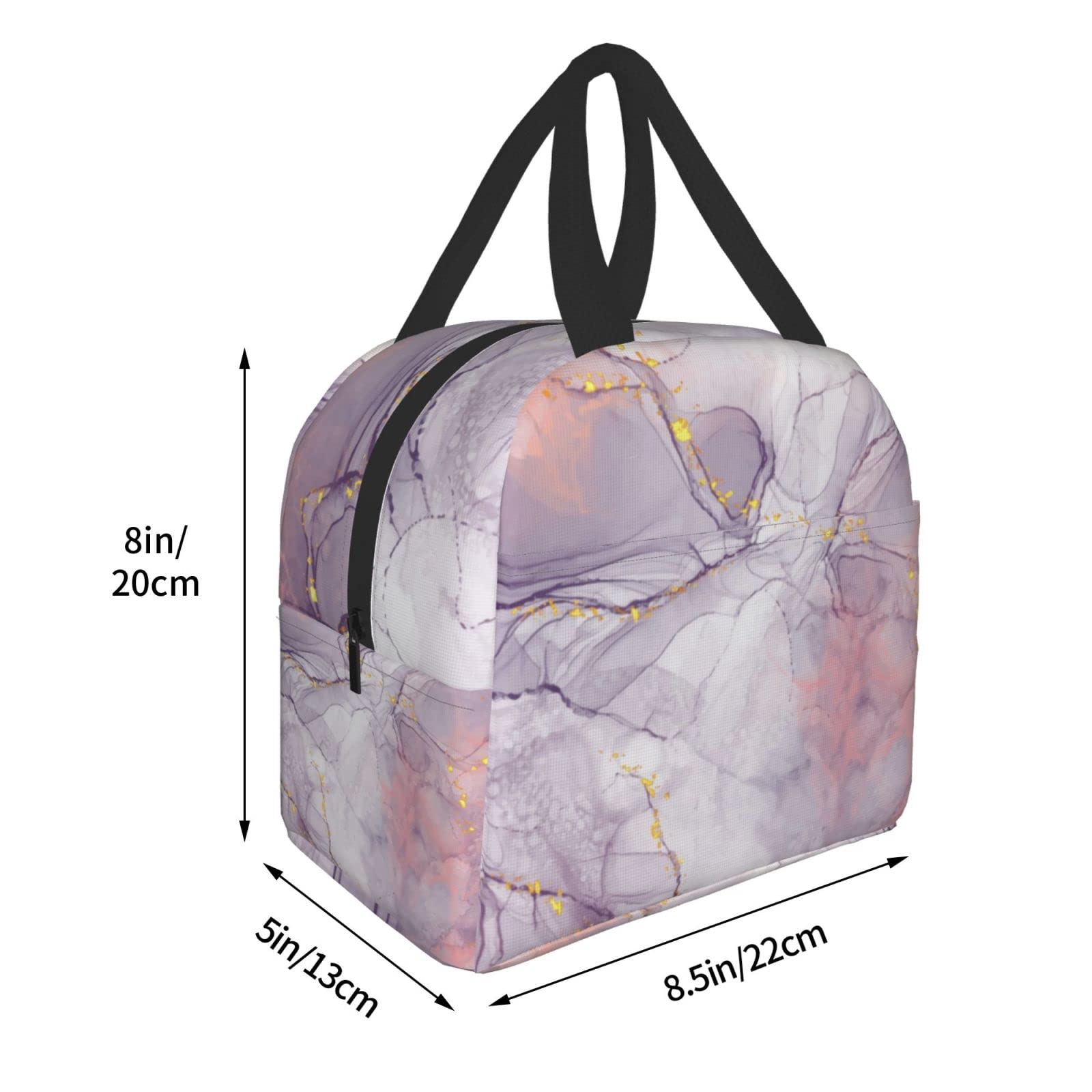 Insulated Marble Print Lunch Bag - Reusable & Leak-Proof Meal Container for Work, Travel & Picnic | Portable Tote for Men & Women | Keep Food Fresh for Hours