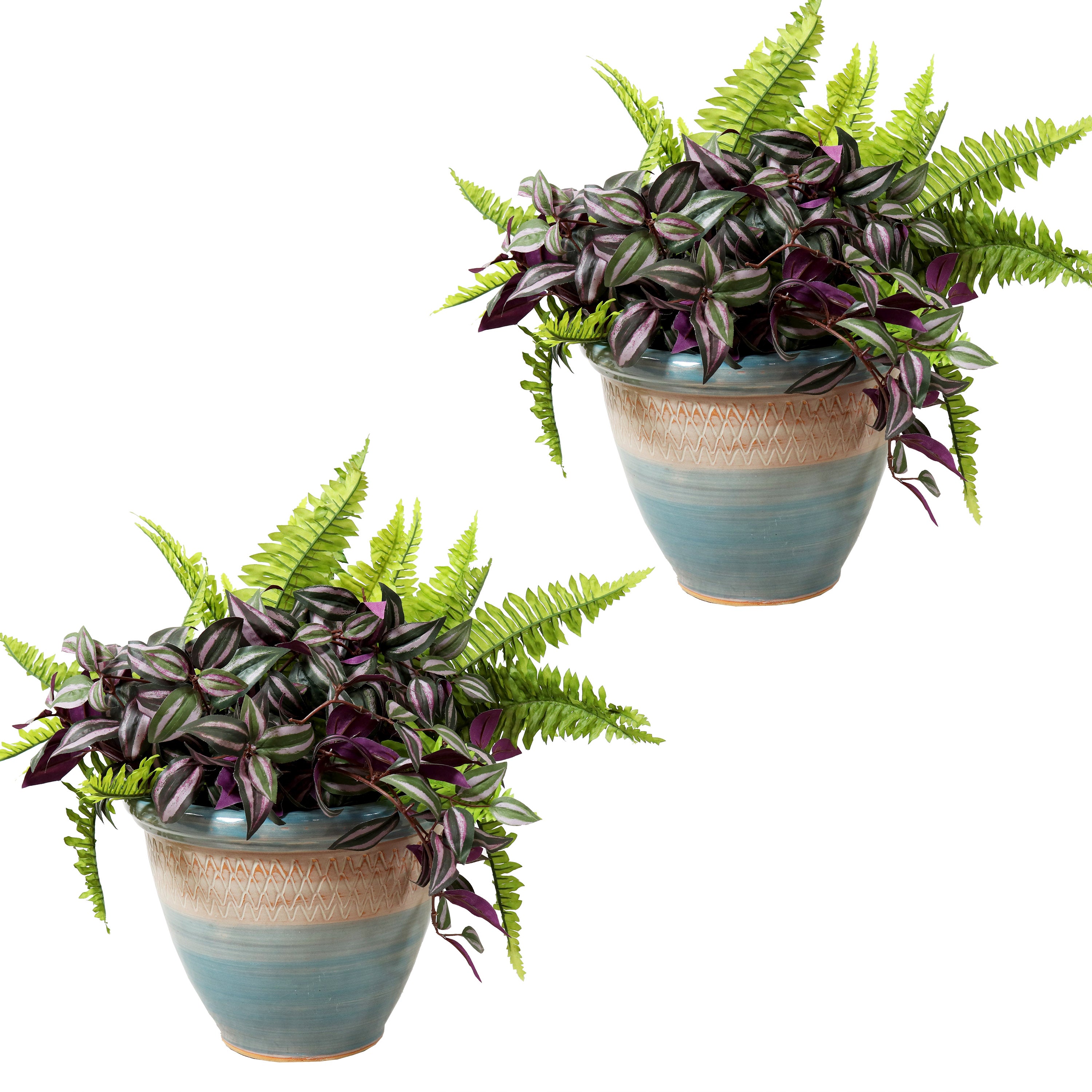 Sunnydaze Set of 2 Indoor/Outdoor Ceramic Planters - 12 Inch Decorative Flower Pots for Home, Garden, Patio & Balcony Decor