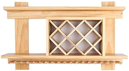 Wall Mounted Metal Wine Rack - European Style Wood Wine Glass Hanger - Easy Install Storage Shelf (80x23x60cm) - Perfect for Kitchen, Dining Room & Bar Decor