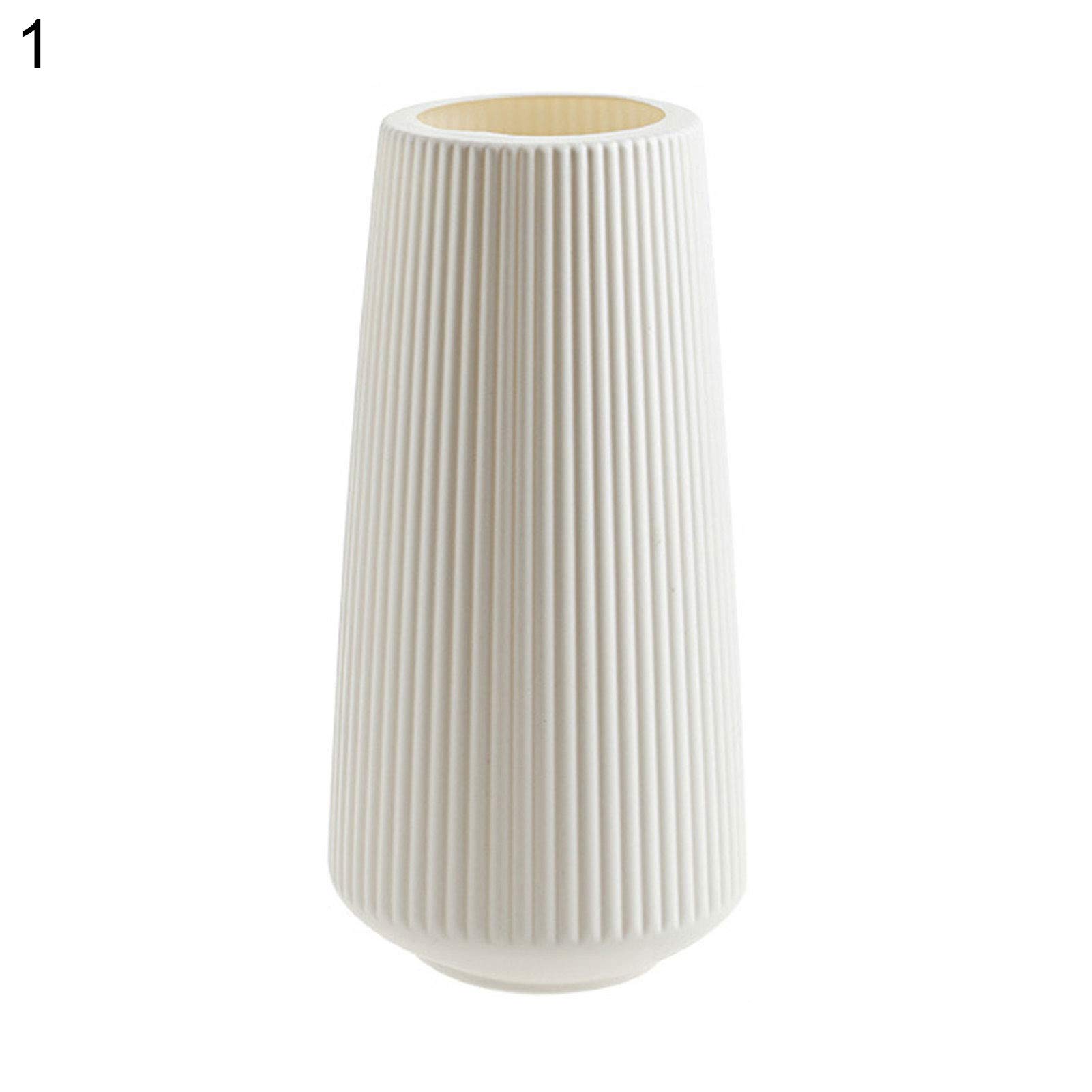 BARMI Unbreakable Pleated Plastic Flower Vase - 12 Inch Tall White Decorative Vase for Home & Office Decor | Perfect for Fresh Flowers, Centerpieces & Modern Interior Design