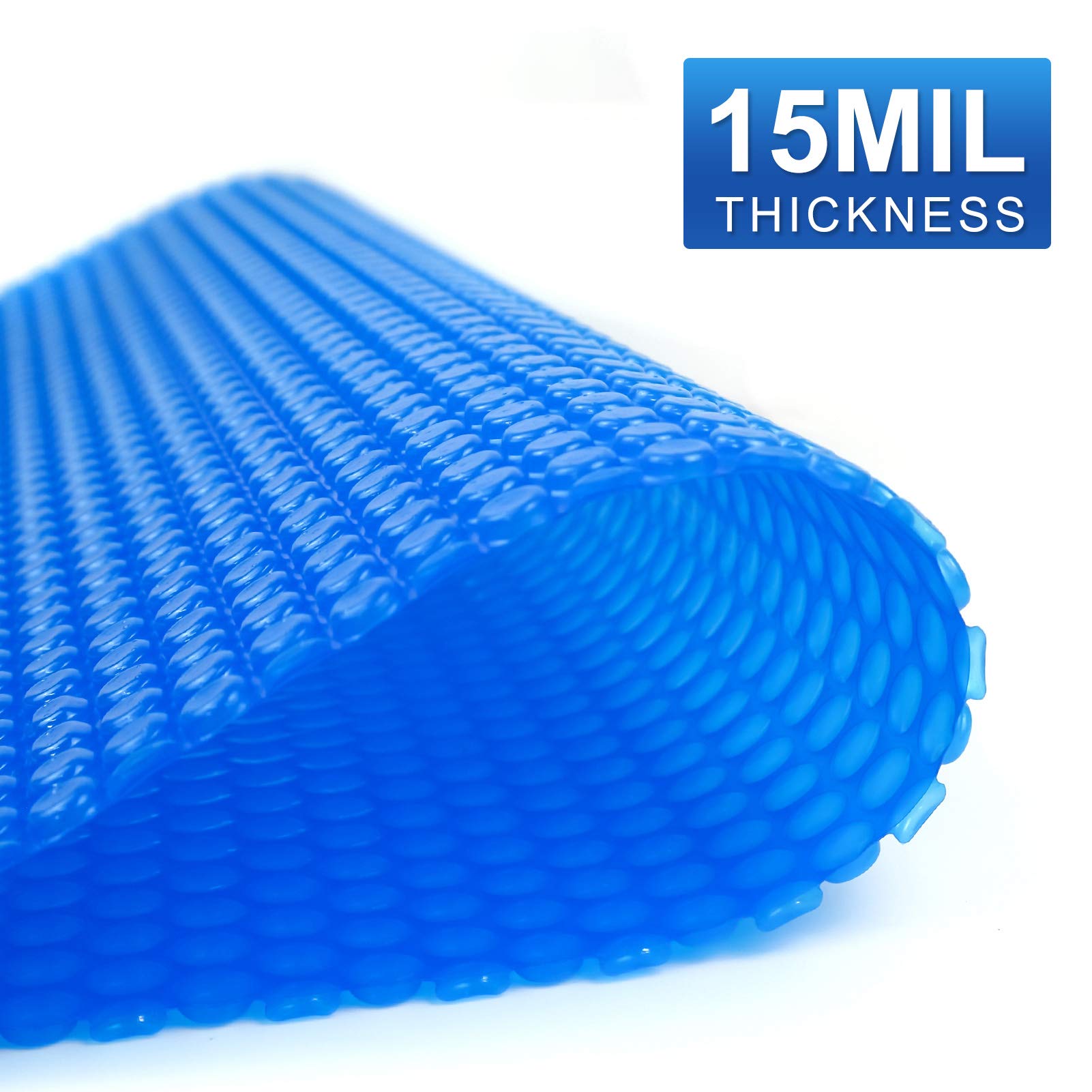 15 Ft Solar Pool Cover - Round Inground & Above Ground Swimming Pool, Hot Tub & Spa Thermal Blanket - Bubble Insulation for Heat Retention & Energy Savings - Perfect for Summer, Winter & Year-Round Use