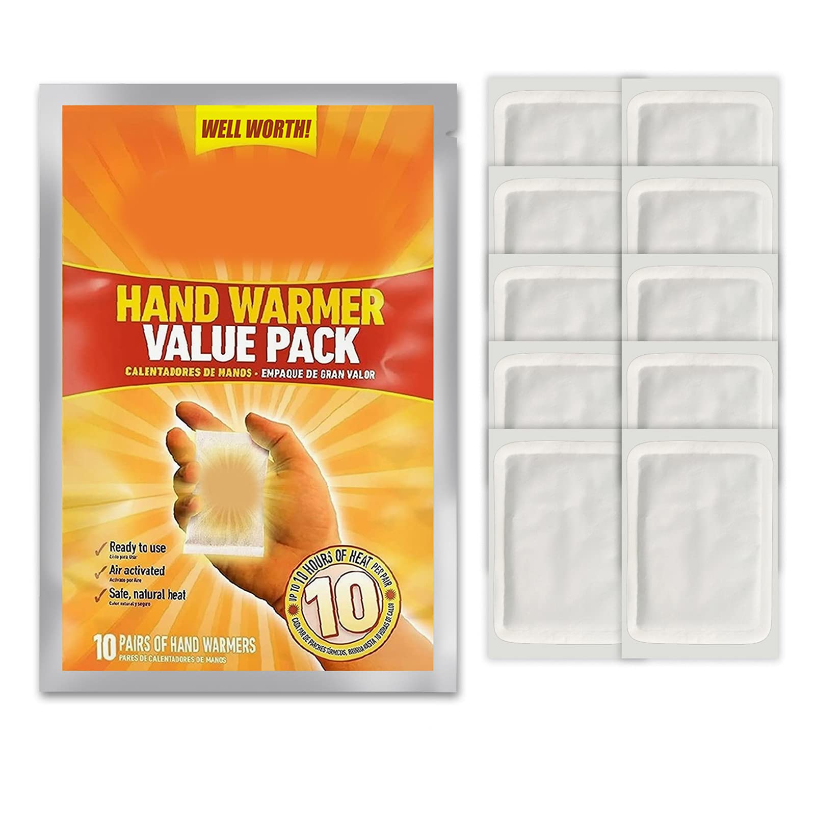 Self-Adhesive Hand & Feet Warmers - Natural Long-Lasting Heat Pads for Winter, Camping, Hiking & Fishing (13x10cm) | Reusable Body Warmers for Outdoor Activities & Cold Weather Comfort