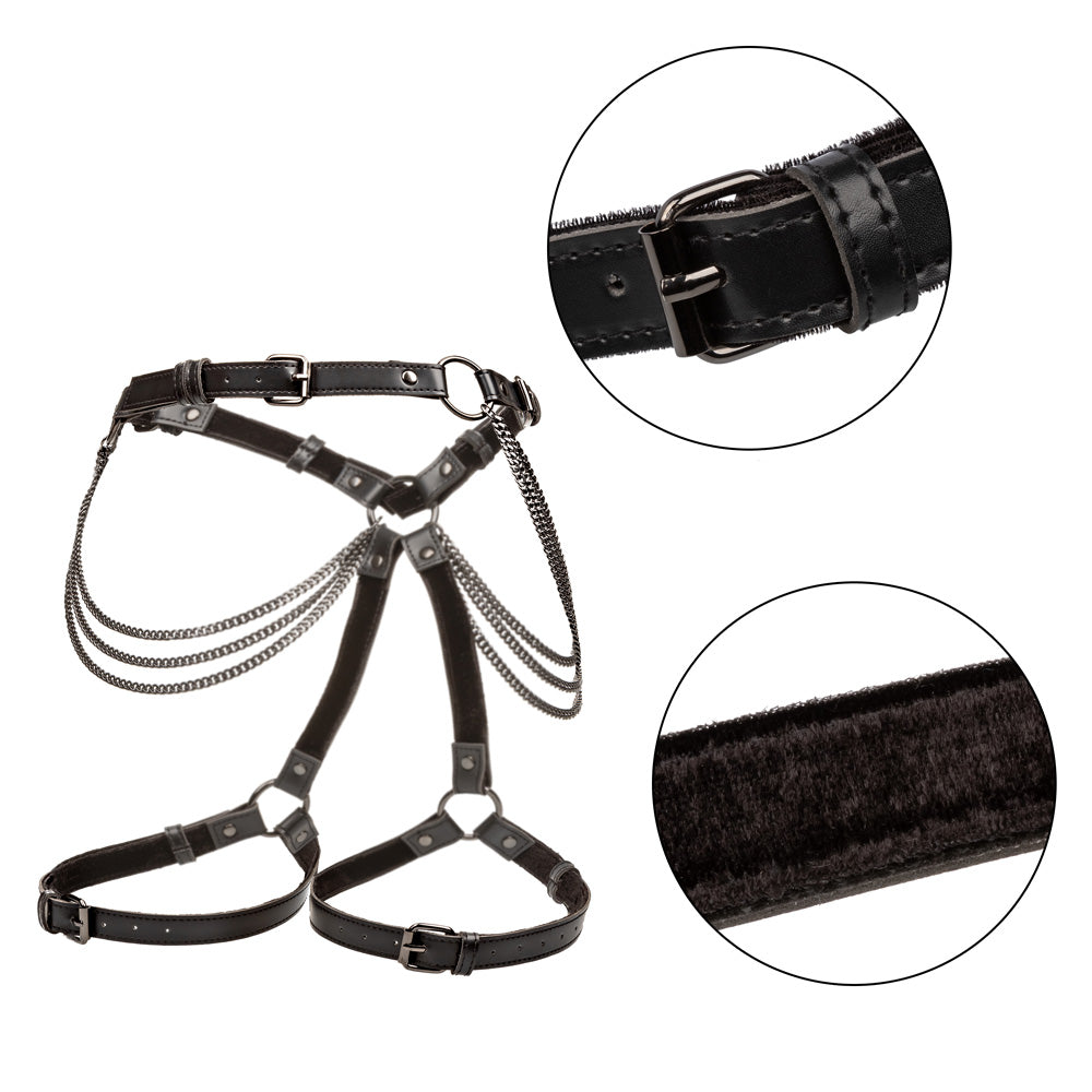 Euphoria Multi-Chain Vegan Leather Thigh Harness - Stylish Gothic Accessory for Women, Perfect for Parties, Halloween & Fashion Outfits