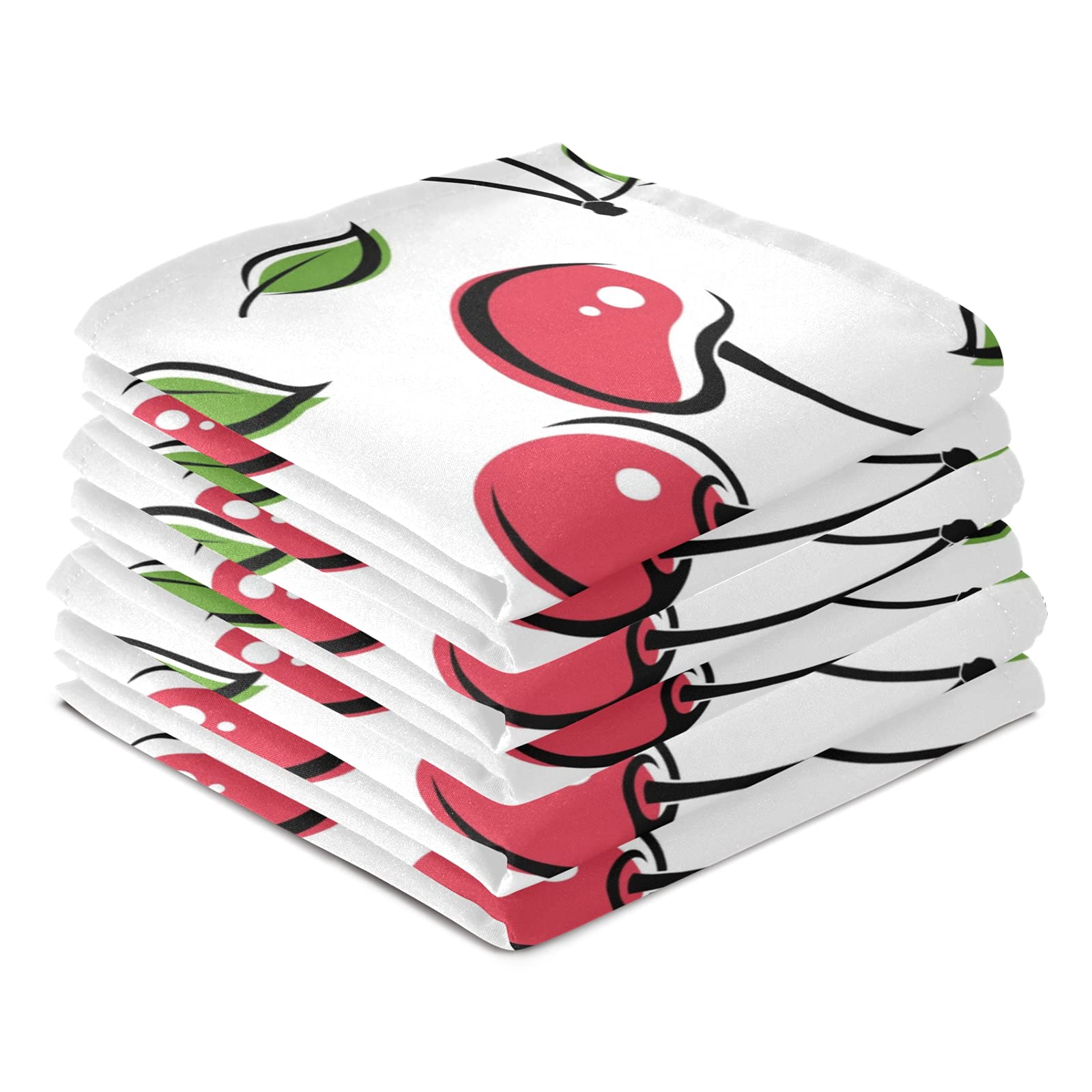 Naanle 4-Pack Cartoon Cherry Berries Kitchen Towels - Reusable, Absorbent & Fast-Drying Dish Cloths (28x18 in) for Home, Bar, Restaurant & Daily Cleaning - Perfect for Dishes, Hands & Countertops