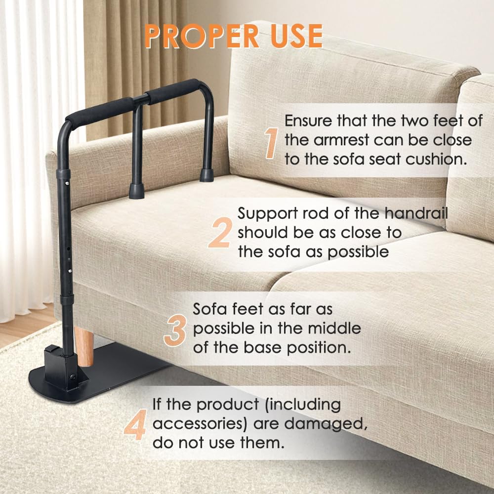 Elderly Standing Assist Chair Lift - Mobility Aid for Seniors & Adults, Couch Lift Assist Cane with Standing Support - Daily Living & Home Care Essential (Black) - Perfect for Post-Surgery Recovery & Independent Living