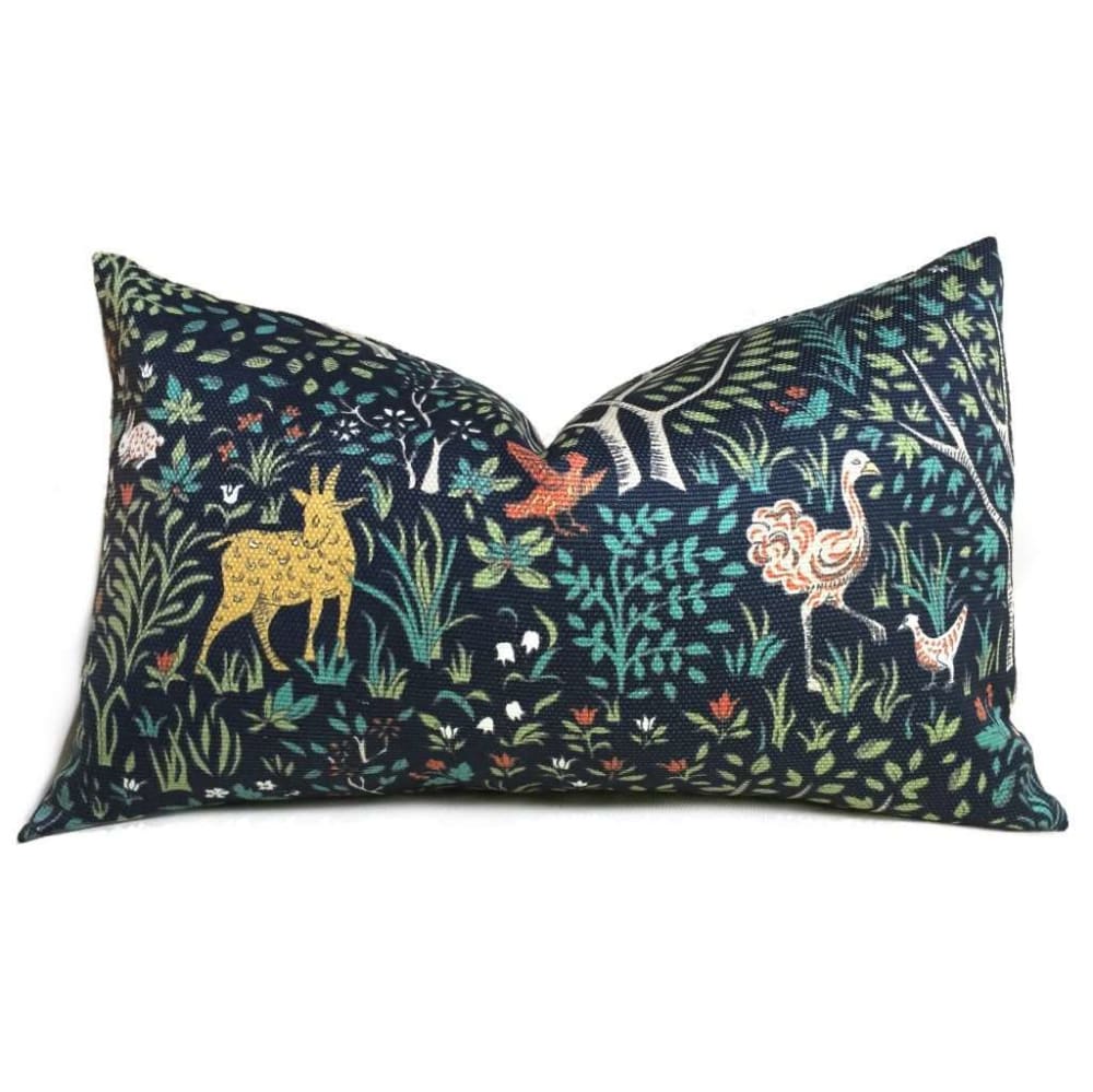 Robert Allen Folkland Navy Blue Folkart Pillow Cover - Decorative Throw Pillow Covers for Sofa, Bed, Living Room - Home Decor Accent Cushion Cover