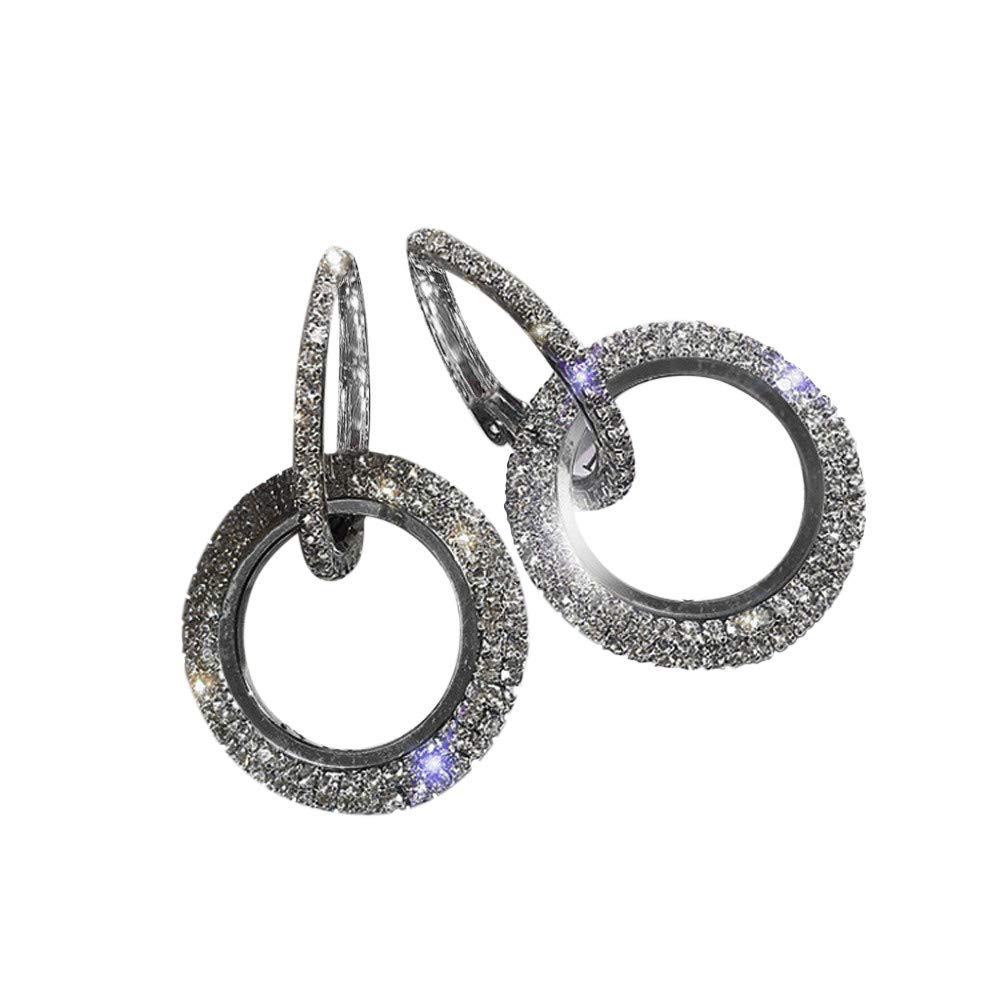 Luxury Gold & Rose Gold Glitter Earrings for Women - Round Diamond Hoop & Stud Clip-On Earrings - Perfect for Parties, Weddings & Everyday Fashion Accessories