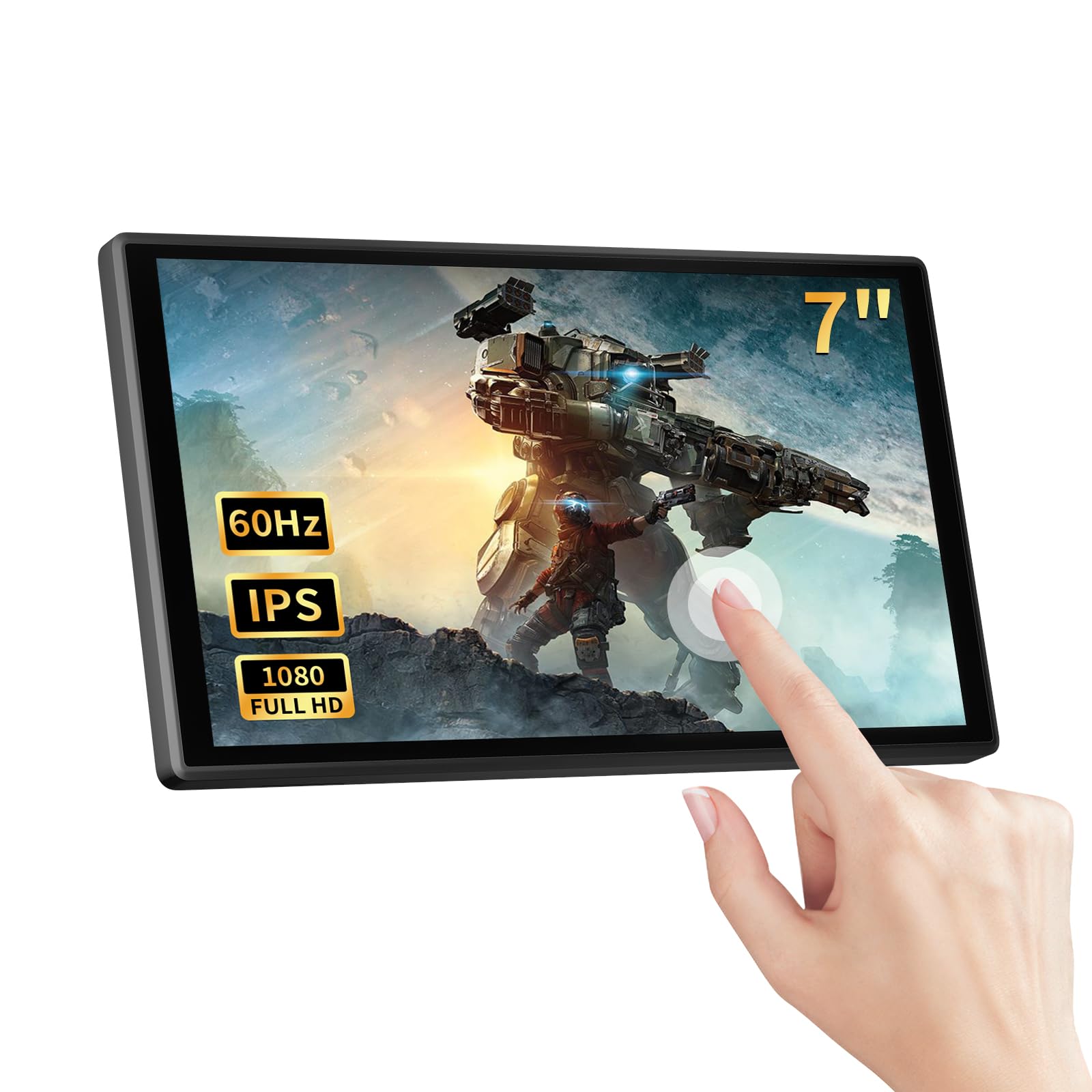 PeakDo 7 Inch Portable Touchscreen Monitor - 1080P Full HD 60Hz IPS Display, Ultra Thin & Lightweight USB-C/HDMI Second Screen for Gaming, Work, PS5, Xbox, Switch, Laptop & PC | Perfect for Travel, Office & Home Entertainment