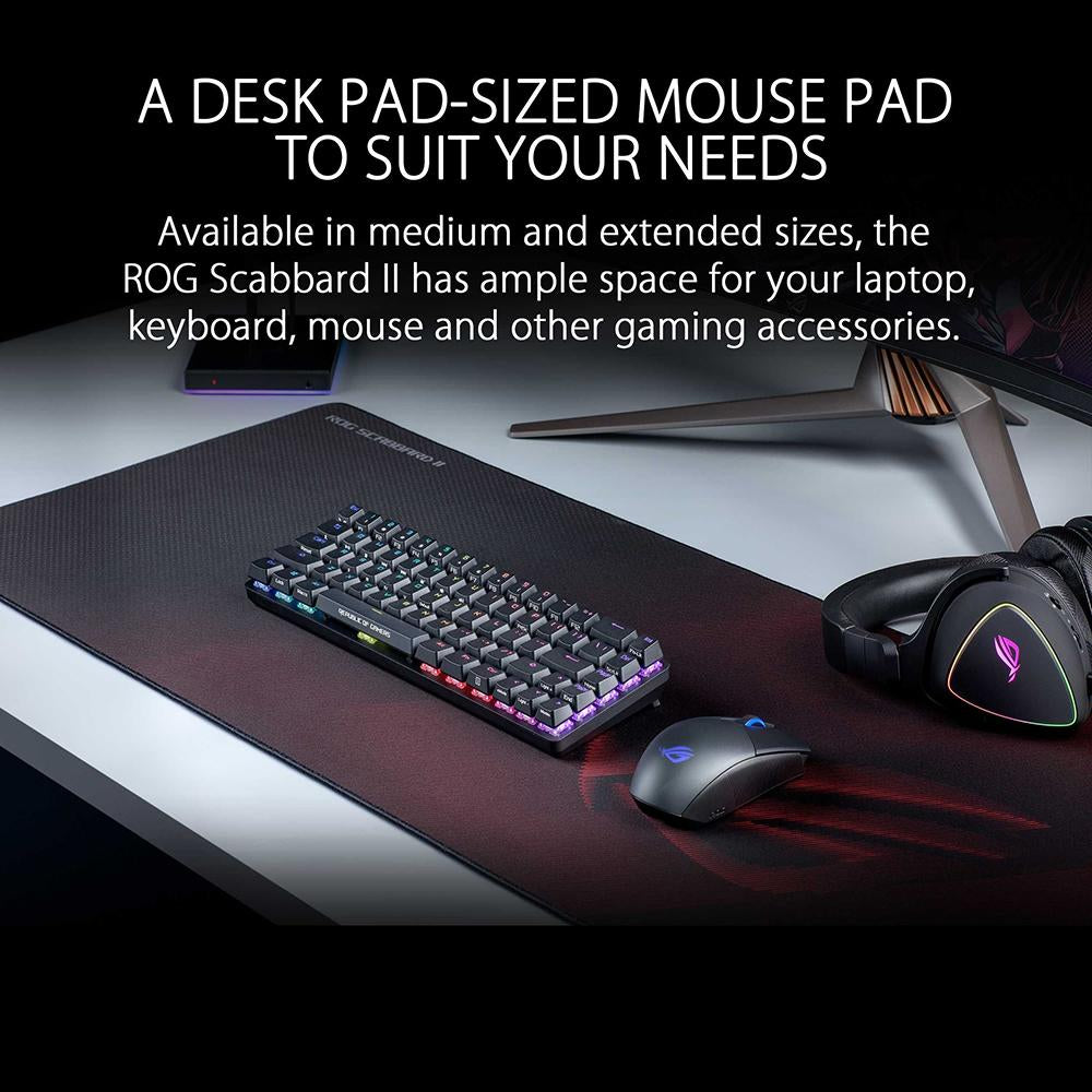 ASUS ROG Scabbard II Medium Gaming Mouse Pad - High-Performance Non-Slip Surface for PC & Console Gaming (Perfect for FPS, MOBA, and Esports)