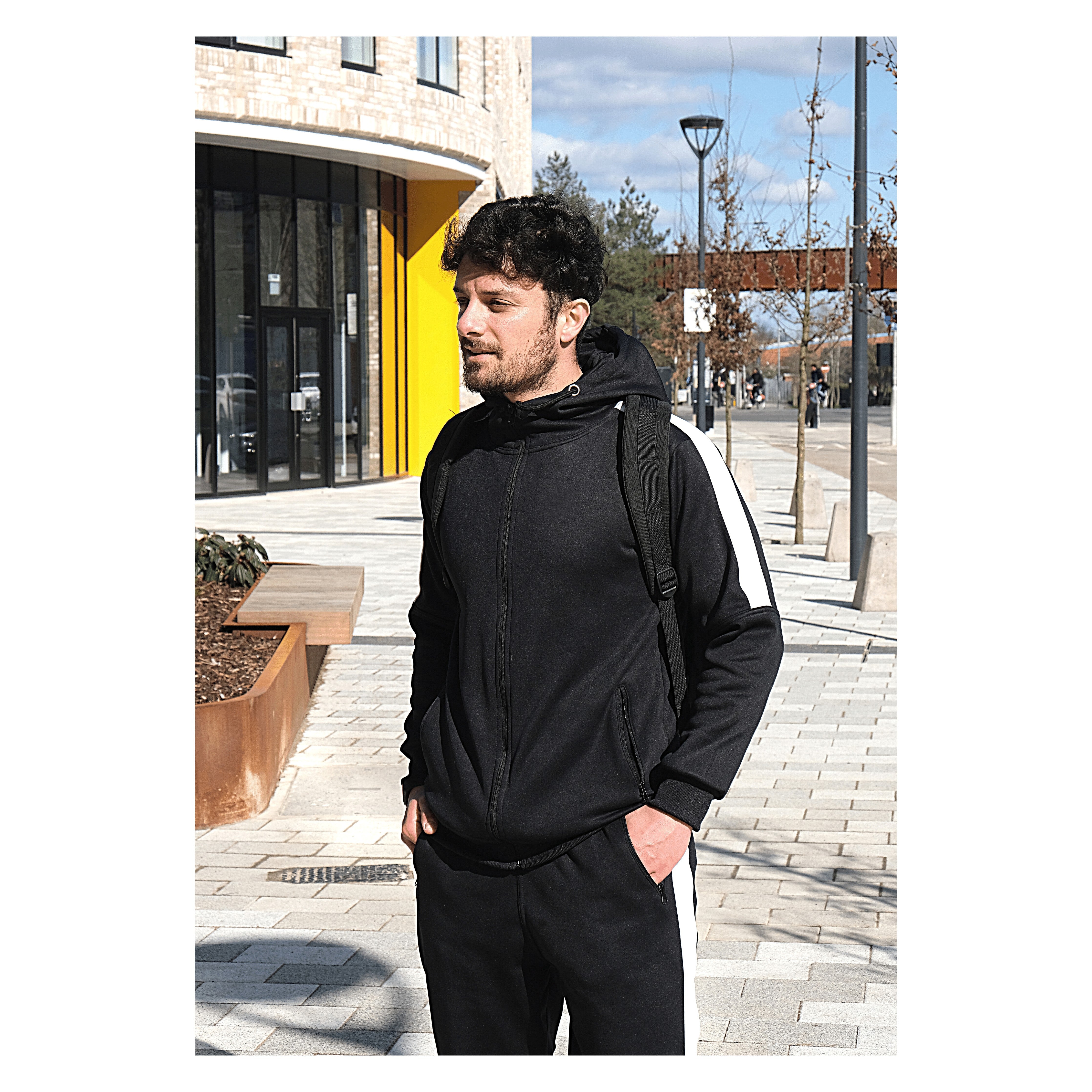 Men's Black 2-Piece Tracksuit Set - East London Style for Casual Wear & Gym Workouts