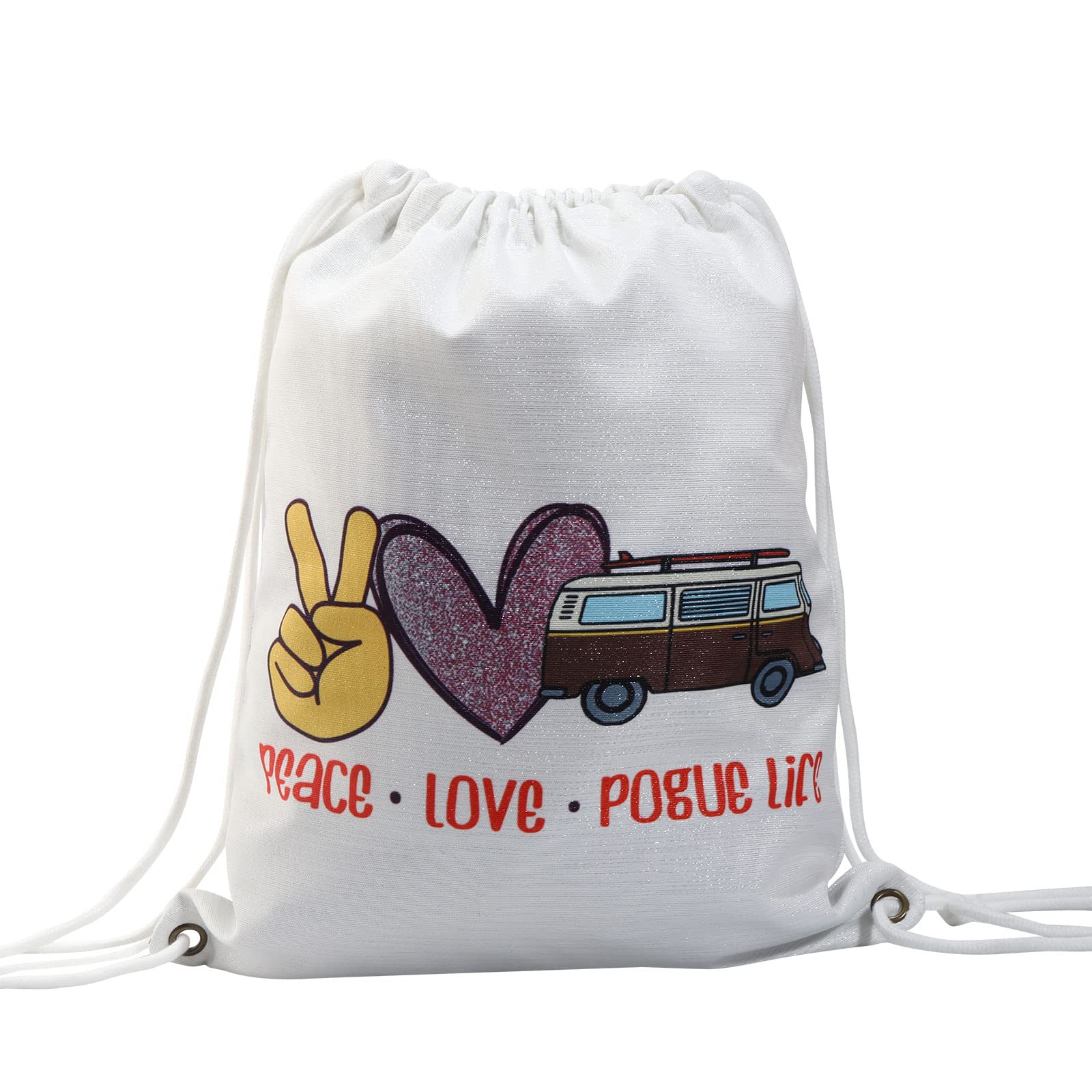 TSOTMO Pogue Backpack - Hippie Style TV Show Gift for Fans, Peace Love Pogue Life Design - Perfect for Beach Trips, Music Festivals & Everyday Use (PeacePogue Pack)