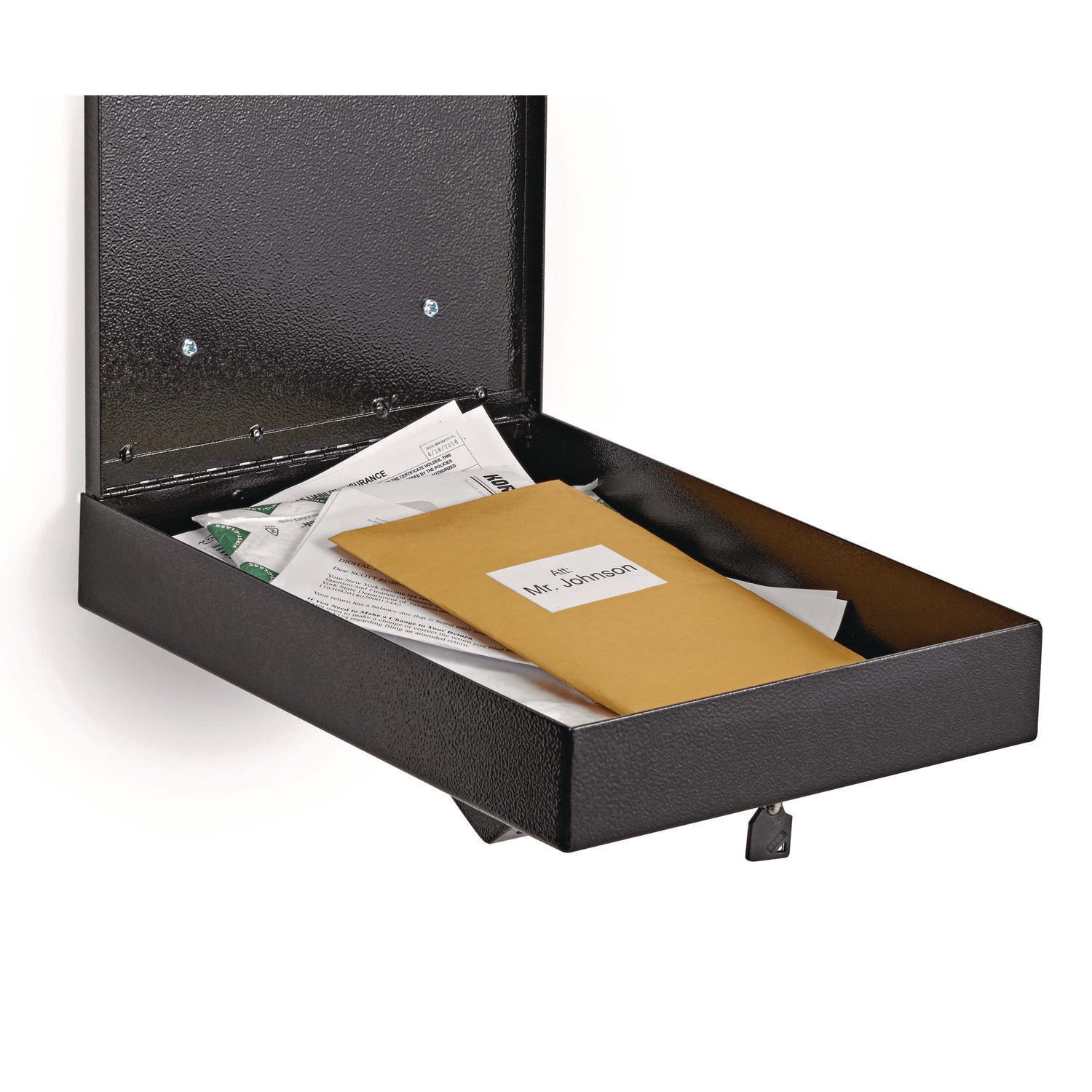 AdirOffice Large Wall Mounted Weatherproof Steel Secure Drop Box - 11 x 2.4 x 16 Inches, Black - Perfect for Mail, Package & Document Delivery for Homes, Offices & Apartments