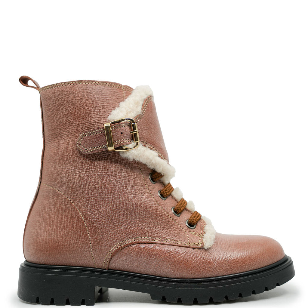 Blublonc Women's Dusty Pink Fur Strap Booties - Cozy Winter Ankle Boots with Faux Fur Trim for Casual Outfits & Holiday Parties