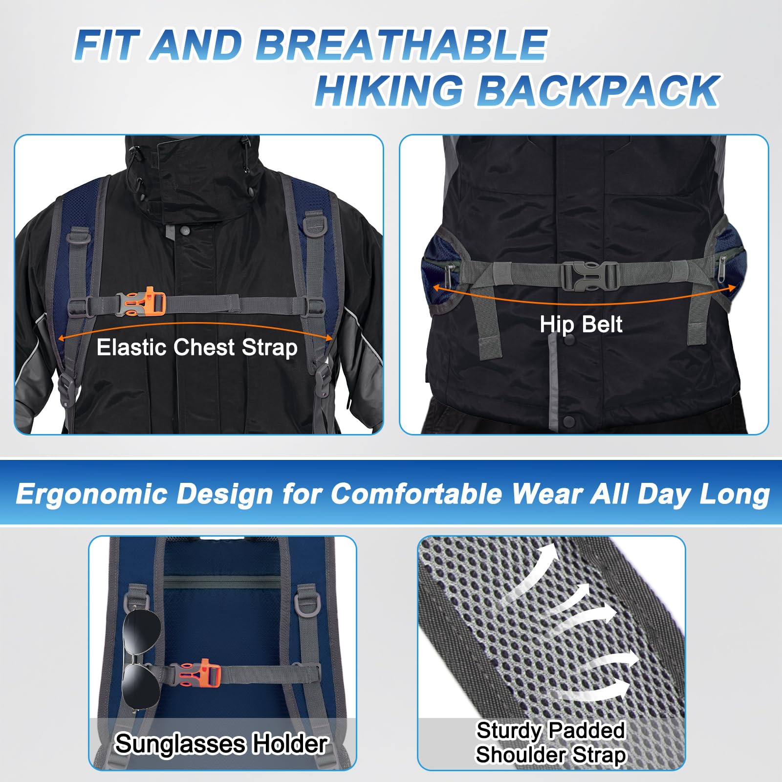 Lightweight 40L Hiking Backpack - Waterproof & Foldable for Camping, Travel (Men & Women)