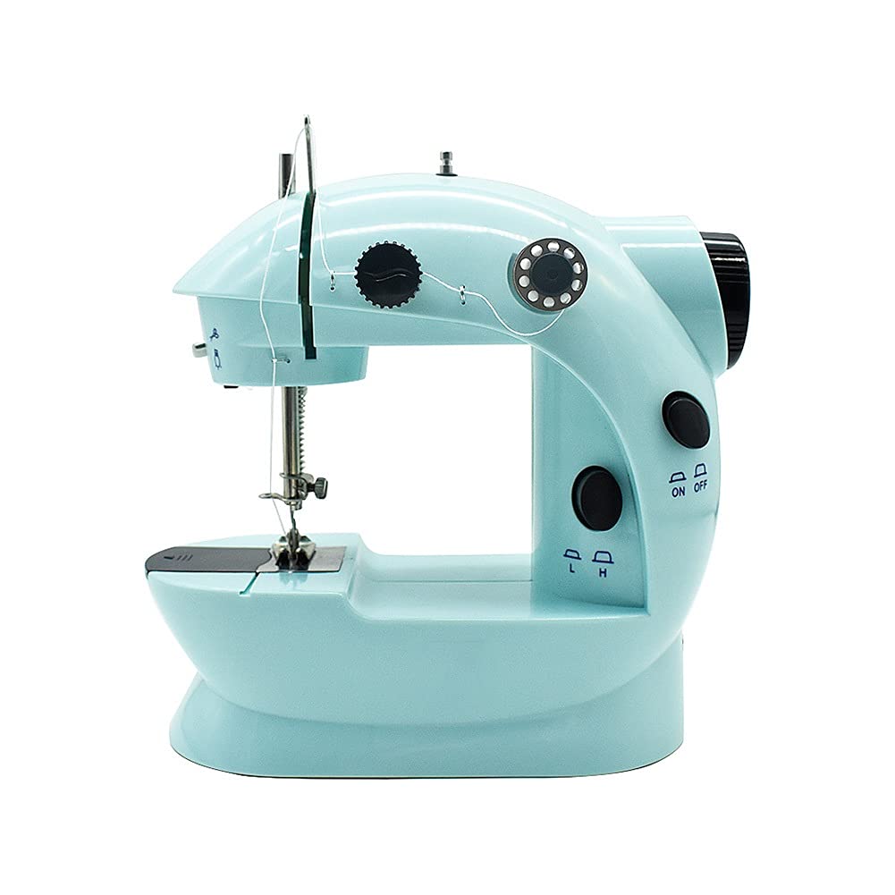 YRBDSA Mini Sewing Machine for Beginners - Dual Speed Portable Sewing Kit with LED Light & Automatic Winding (Blue) - Perfect for Home DIY, Clothing Repairs, and Craft Projects
