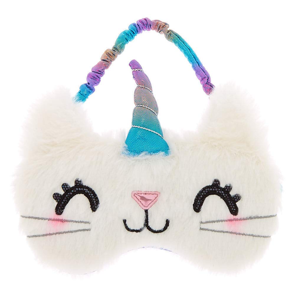 Claire's Caticorn Sleep Mask for Girls - Soft & Comfortable Eye Mask for Better Sleep, Travel & Relaxation