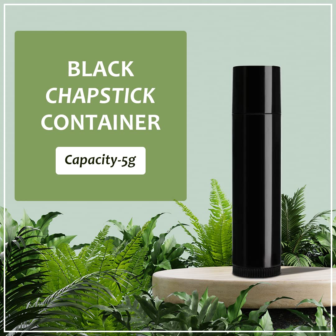 5 Grams Black Empty Chapstick Tubes - 100 Pack | Refillable Lip Balm Containers for DIY Lipstick, Cosmetics & Makeup | Perfect for Home Crafting, Salon Use & Small Business Packaging