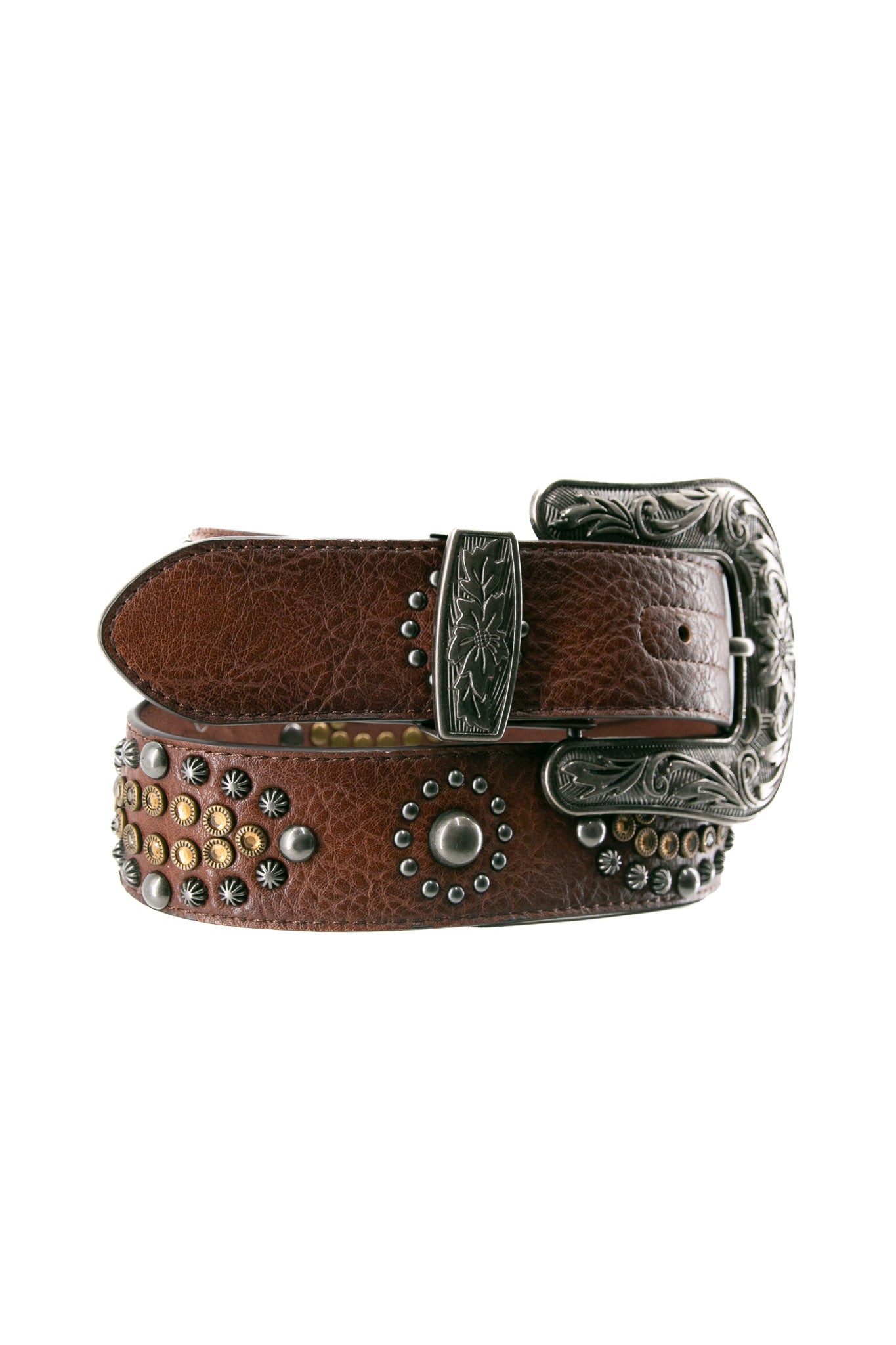 Nocona Women's Western Studded Brown Leather Cowgirl Belt - Stylish & Durable for Rodeo, Country Fashion & Everyday Wear