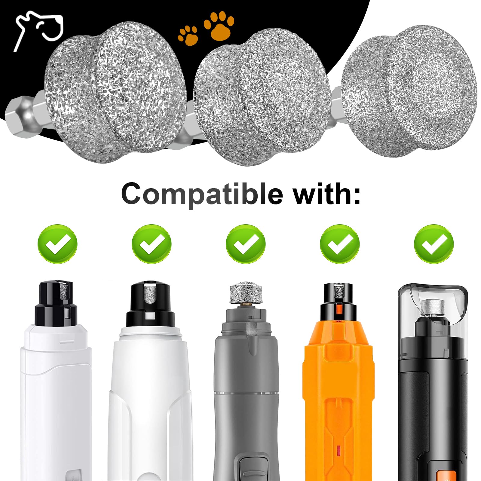 Casfuy Dog Nail Grinder Replacement Heads - 3 Pack Compatible with Most Pet Nail Trimmers | High Efficiency, Safe & Durable Grinding Heads for Gentle Pet Grooming at Home