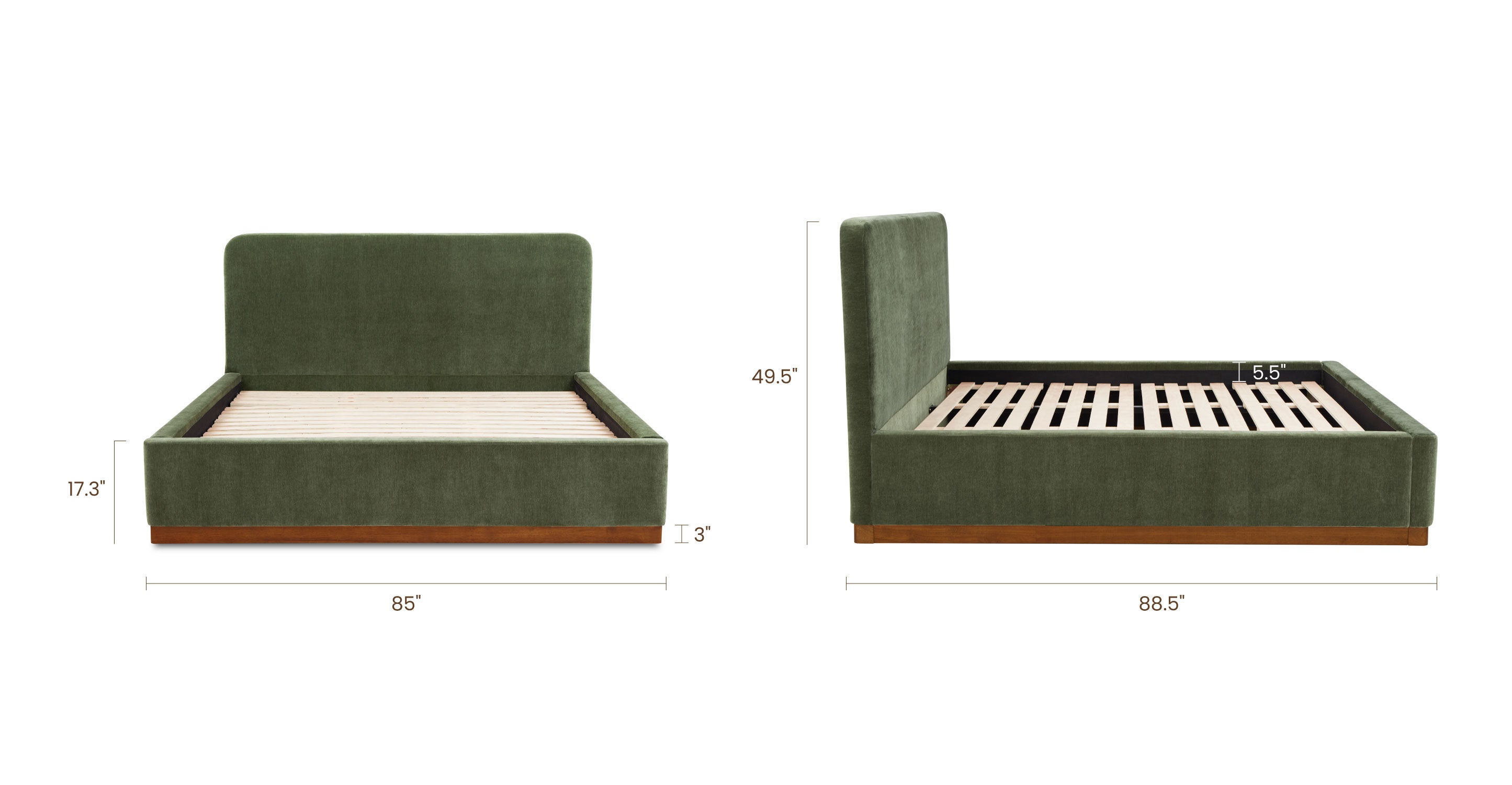 Elegant Mantua Bed Frame - Queen Size Upholstered Platform Bed with Wooden Slats - Perfect for Modern Bedrooms & Guest Rooms
