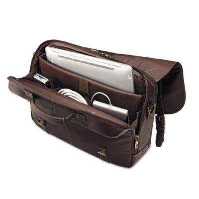 Samsonite Leather Flapover Briefcase - 16 x 6 x 13 Inches, Genuine Brown Leather Business Bag for Men & Women - Perfect for Office, Travel & Professional Work