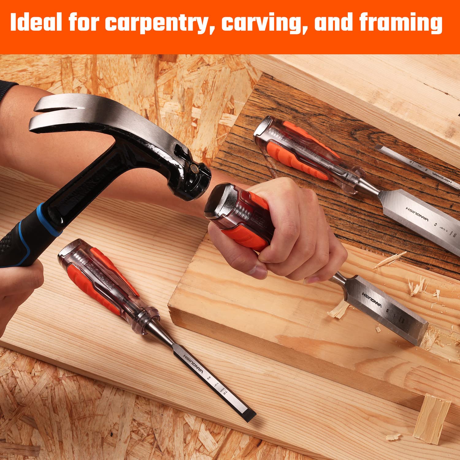 VANQUISH 1 Inch High-Impact Wood Chisel - Forged Steel Mortise Chisel with Go-Thru Design for Professional Woodworking & Carpentry | Perfect for Joinery, Furniture Making & DIY Projects (Model 4606)