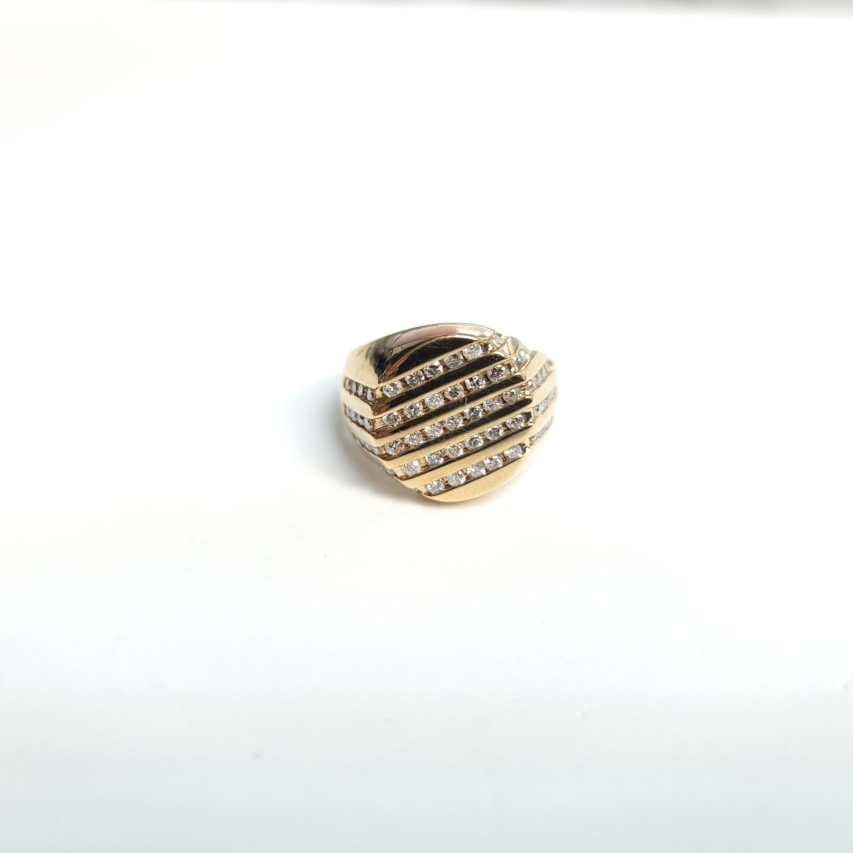 1.03cttw Five Row Diamond Diagonal Men's Wedding Band Ring in 14K Yellow Gold - Perfect for Engagements, Anniversaries & Special Occasions