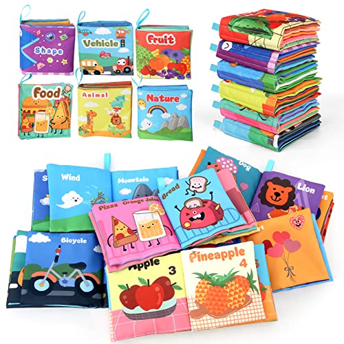 **Non-Toxic Crinkly Baby Cloth Books - 6 Pack Early Learning Interactive Soft Books for Toddlers, Infants | Educational Gift with 6 Fun Themes | Perfect for Playtime, Sensory Development & Baby Shower Gifts**