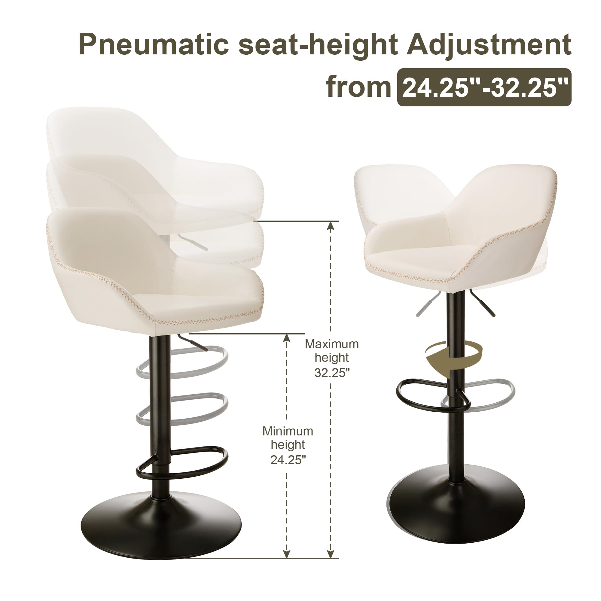 Glitzhome 3-Piece Pub Table and Chairs Set - Round Rustic Bar Height Table with Adjustable Swivel Bar Stools for Kitchen, Bistro, Dining Room & Breakfast Nook - Perfect for Small Spaces, Entertaining & Casual Dining