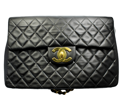 Vintage 1995 Chanel Jumbo XL Maxi Black Quilted Lambskin Single Flap Handbag - Luxury Designer Purse for Women | Perfect for Evening Events, Parties & Special Occasions