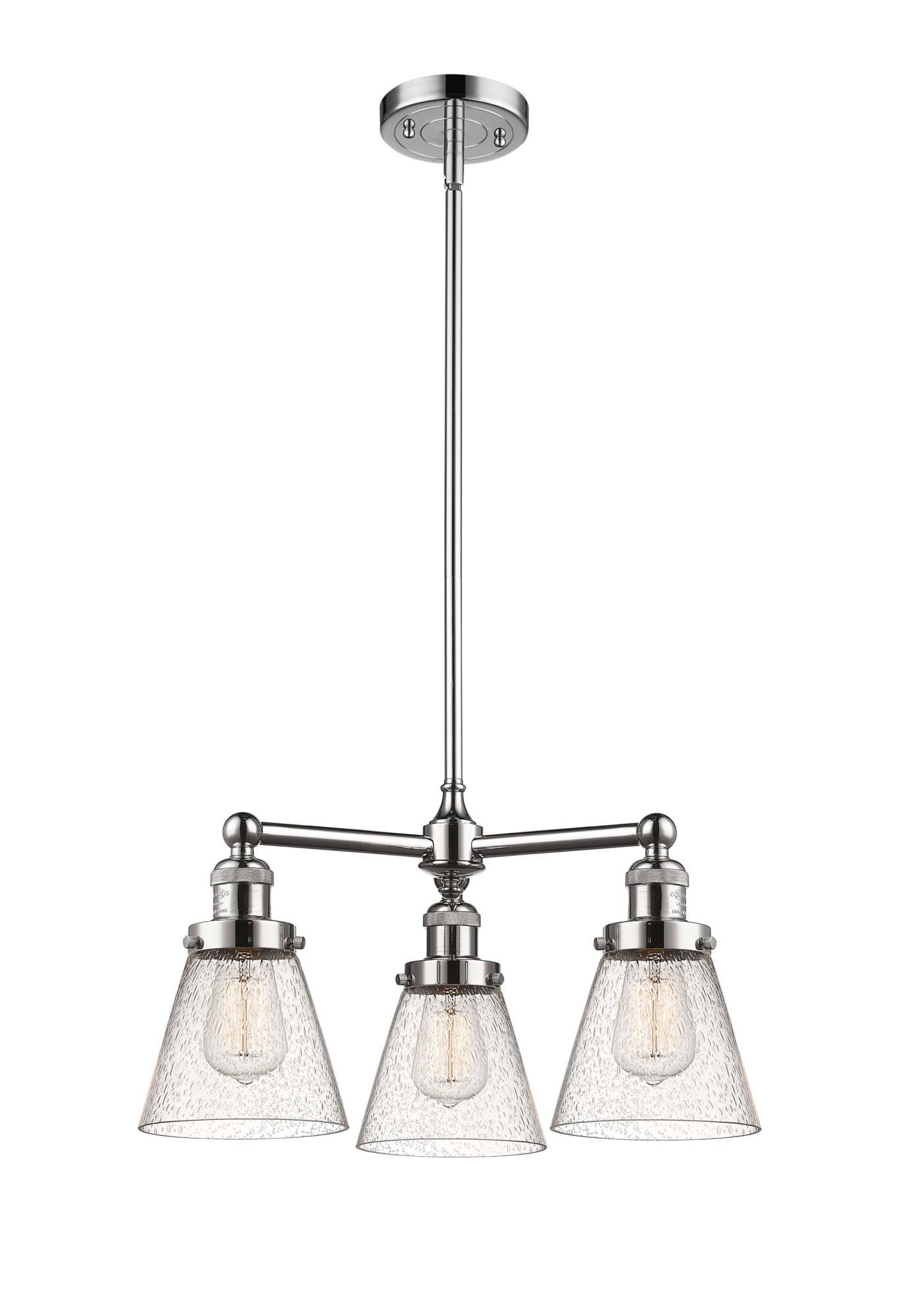 Innovations 207-PC-G64 3-Light Modern Chandelier in Polished Chrome - Perfect for Dining Room, Bedroom or Living Room Lighting