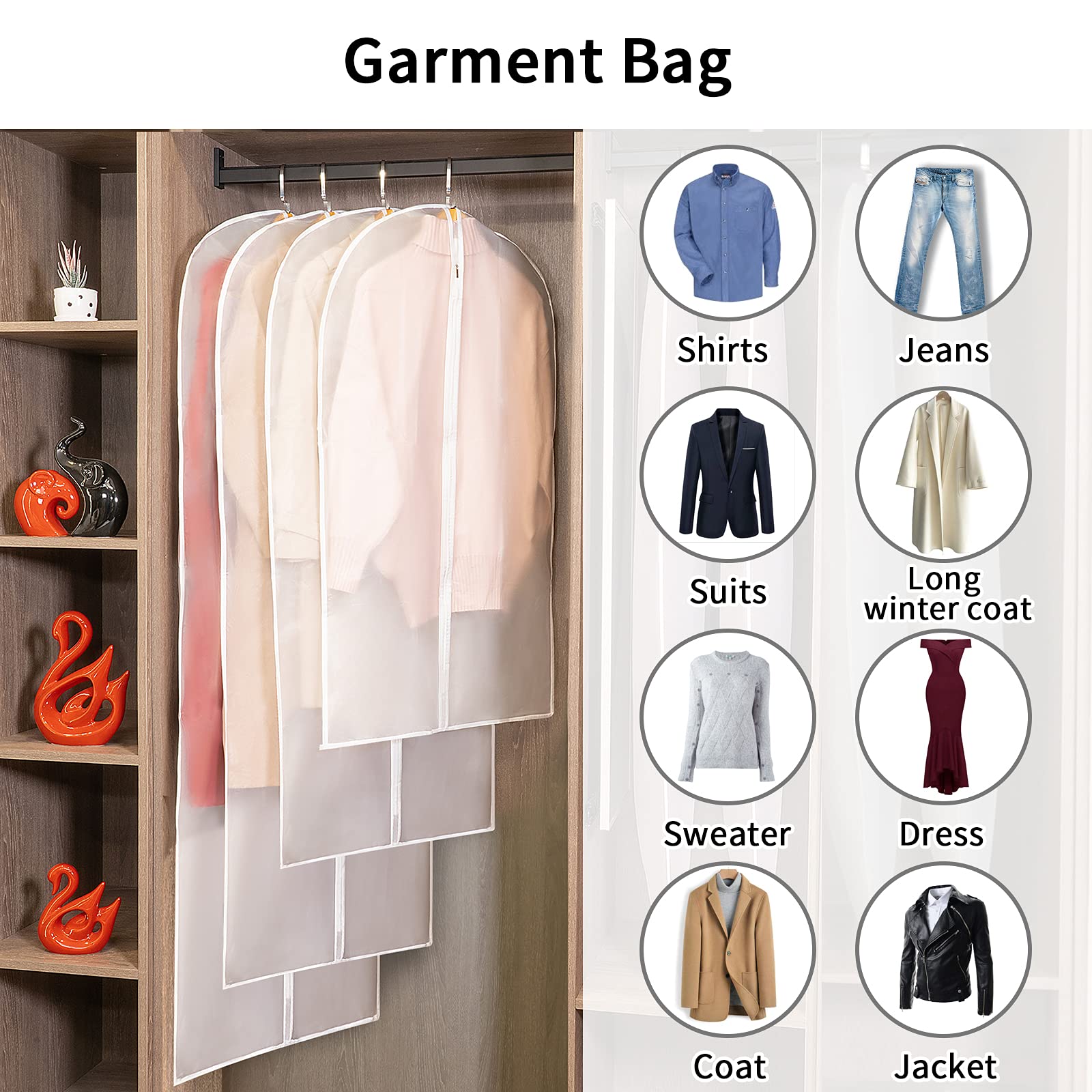 12 Pack Clear Hanging Garment Bags - 24