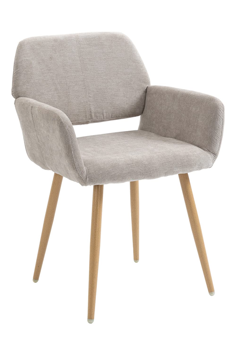 Modern Fabric Accent Chair - Comfortable Vanity Makeup Chair for Girls with Wood Finish Metal Legs, Armrest & Backrest - Elegant Beige Bedroom Lounge Chair for Dressing Table, Desk, Dining & Leisure Use
