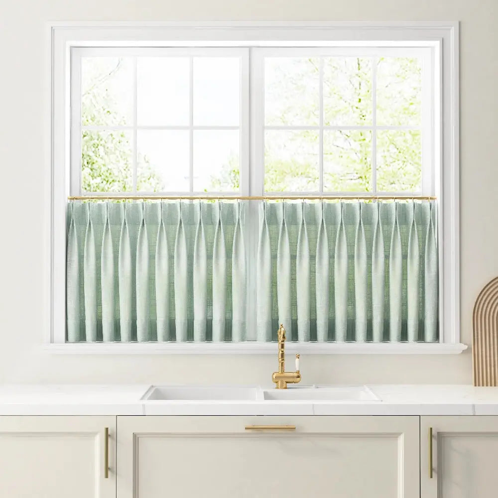 Custom Pleated Cafe Curtains for Kitchen & Dining Room - Elegant Window Treatments for Coffee Shops, Restaurants and Home Decor