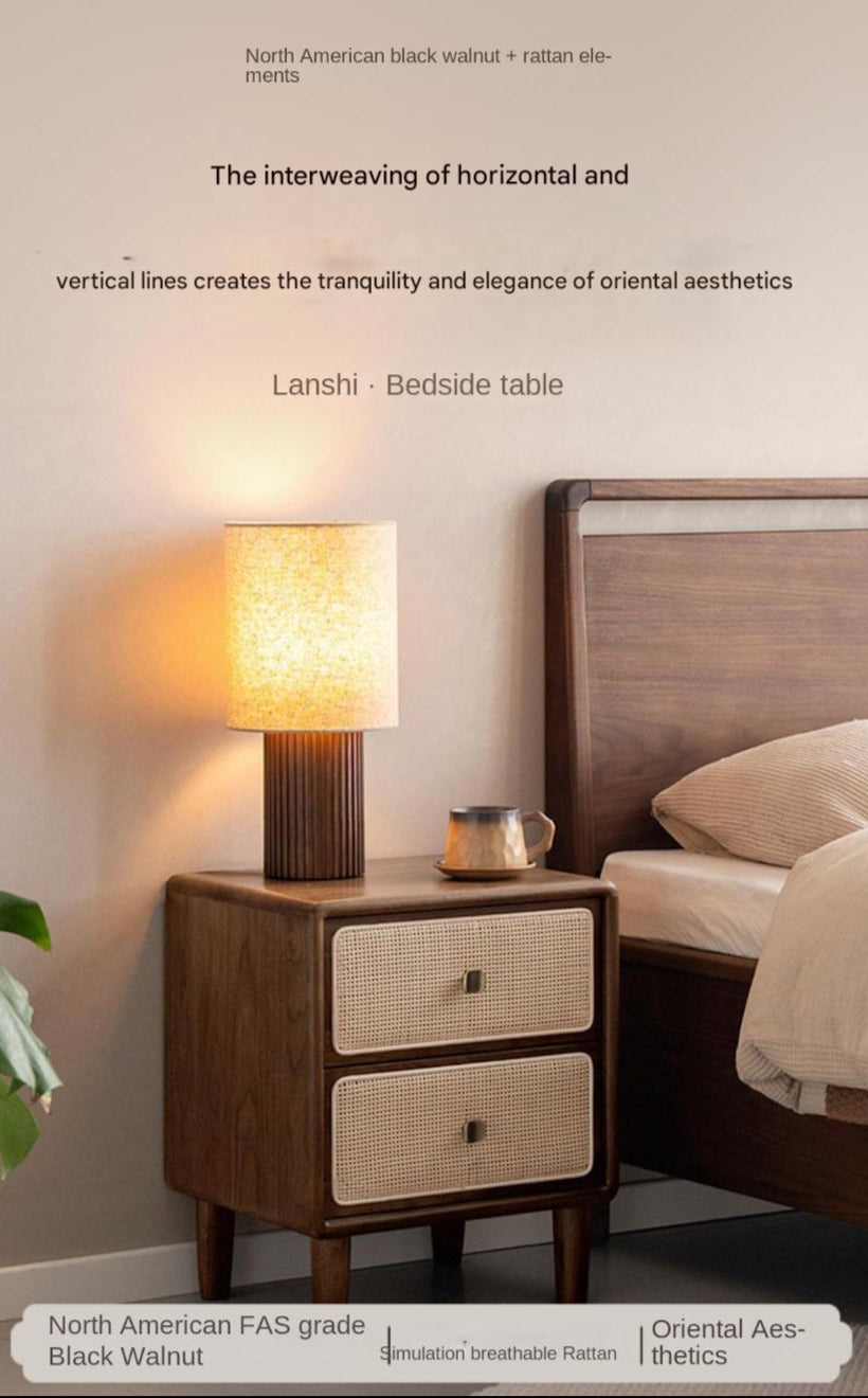 Premium Black Walnut Solid Wood Nightstand - Modern Bedside Table with Drawer for Bedroom, Living Room, or Guest Room - Durable & Stylish Home Furniture
