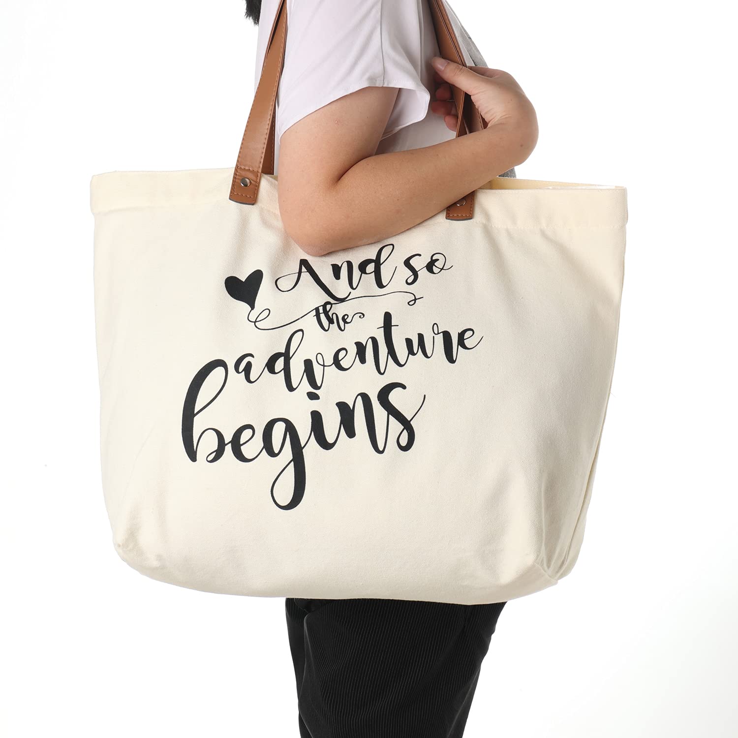 Bride Tote Bag with Makeup Bag - Perfect Wedding Gift for Bridal Showers, Bachelorette Parties & Honeymoon Travel - Large Canvas Shoulder Bag with Cosmetic Pouch for Bride-to-Be