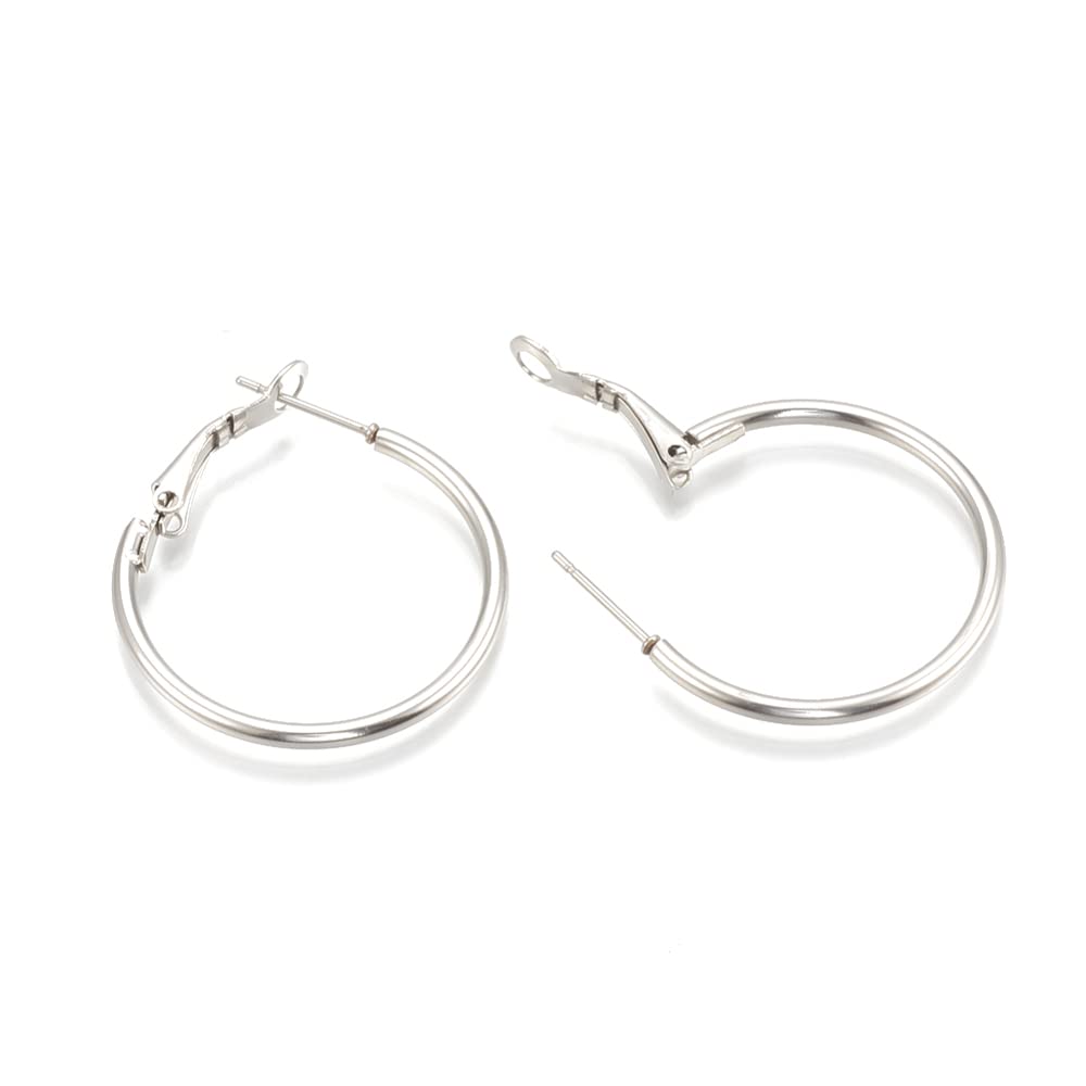 2 Pairs Stainless Steel Surgical Steel Hoop Earrings - 60mm (2 3/8 Inch) Hinged Leverback Closure | Hypoallergenic, Nickel-Free Jewelry for Women | Perfect for Everyday Wear, Parties & Special Occasions