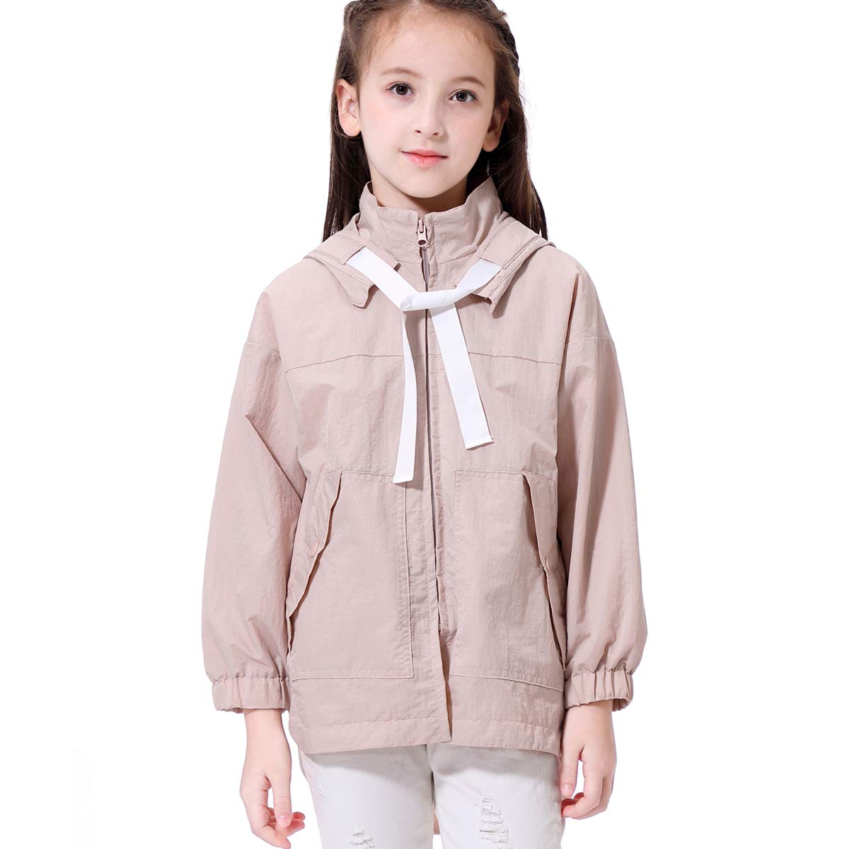 Girls Lightweight Rain Jackets - Windbreaker Raincoats with Hood, Packable Waterproof Coat for Outdoor Hiking, Camping & School