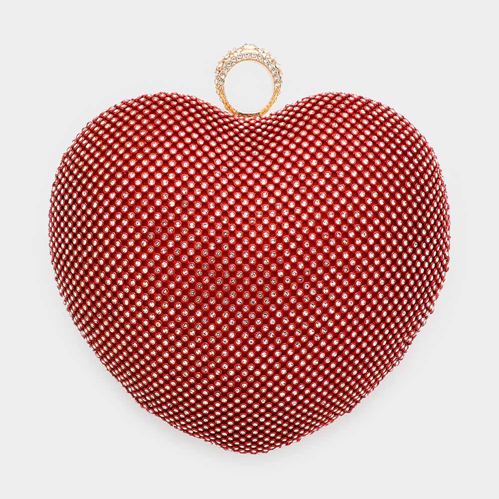 Sparkling Rhinestone Heart Crossbody Bag for Women - Elegant Evening Clutch Purse with Adjustable Strap | Perfect for Parties, Date Nights & Special Occasions