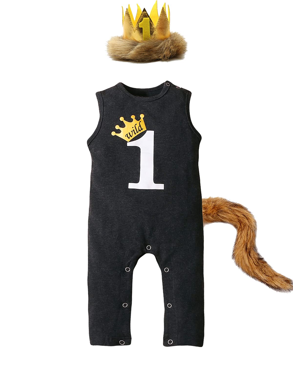 Wild One 1st Birthday Outfit for Baby Boys - Cute First Birthday Romper with Matching Hat - Perfect for Birthday Photos, Cake Smash & Special Celebrations