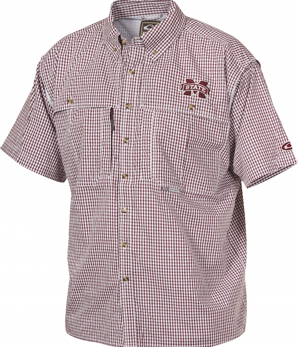 Mississippi State Plaid Wingshooter's Shirt - Short Sleeve Hunting Shirt for Men | Perfect for Outdoor Adventures, Hunting Trips & Casual Wear